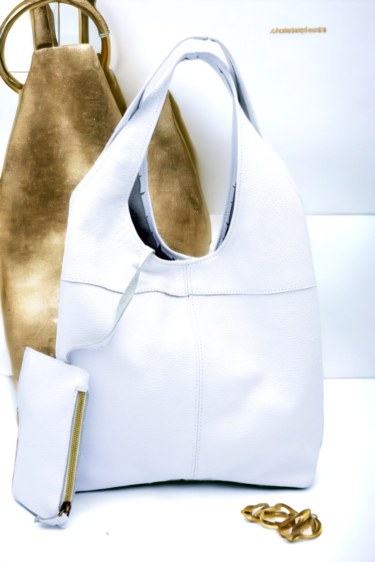 Genuine Leather Shoulder Bag - 9 Color Options  99percenthandmade White  
