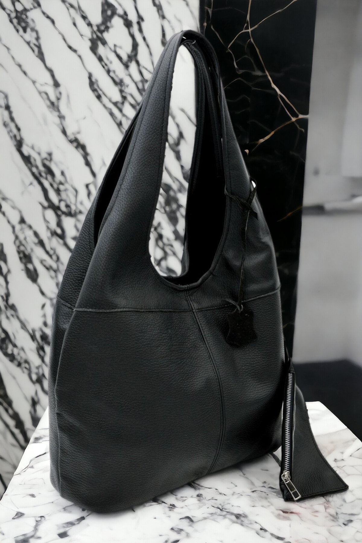 Genuine Leather Shoulder Bag - 9 Color Options  99percenthandmade Black  