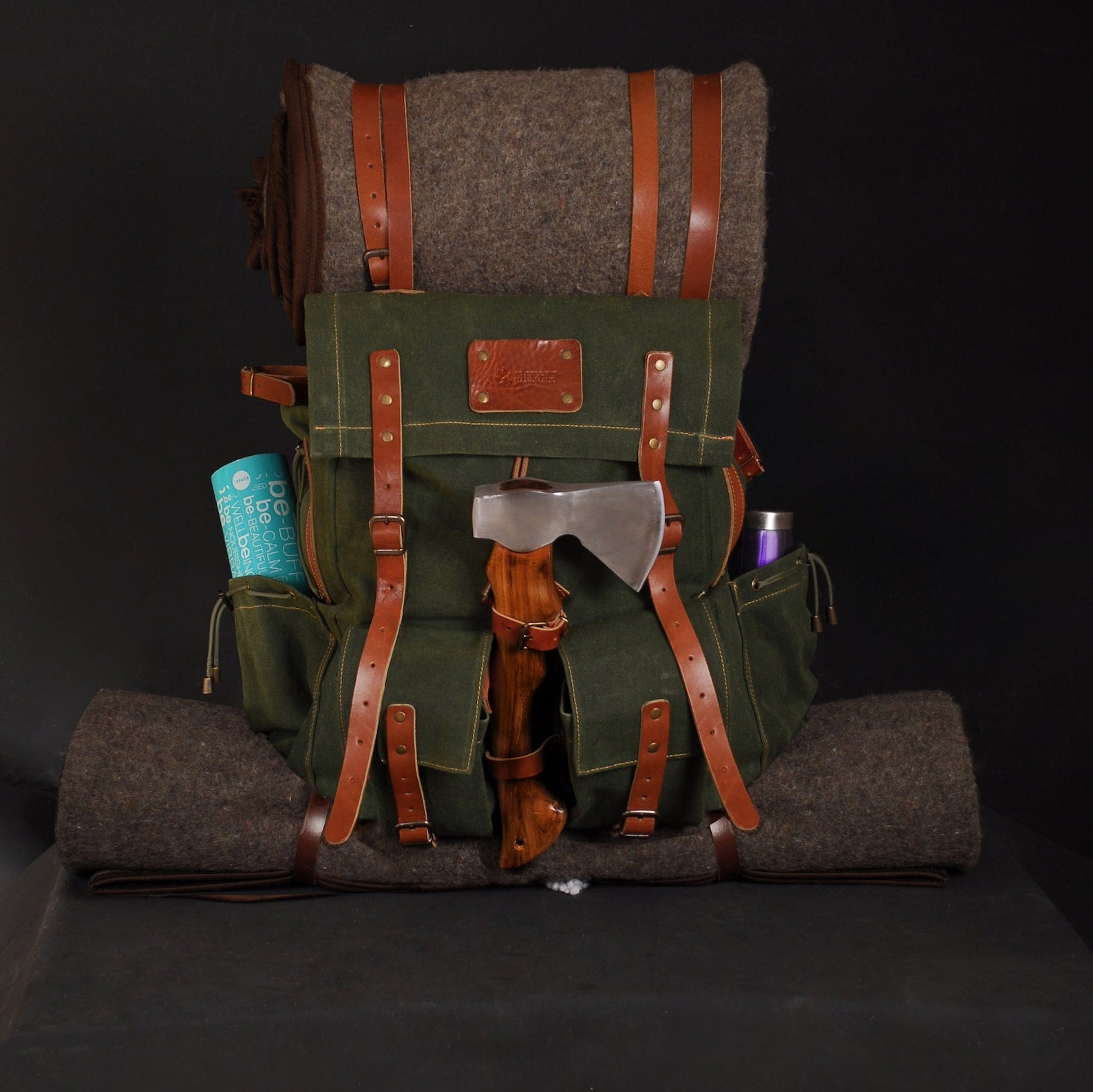 Gerald | 24 Hours Tested Backpack | 50L | Custom | Leather | Canvas | Bushcraft Backpack | Camping Backpack | Bushcraft  | Camping | Hiking | Bag | Rucksack bushcraft backpack - camping backpack - hiking backpack 99percenthandmade   