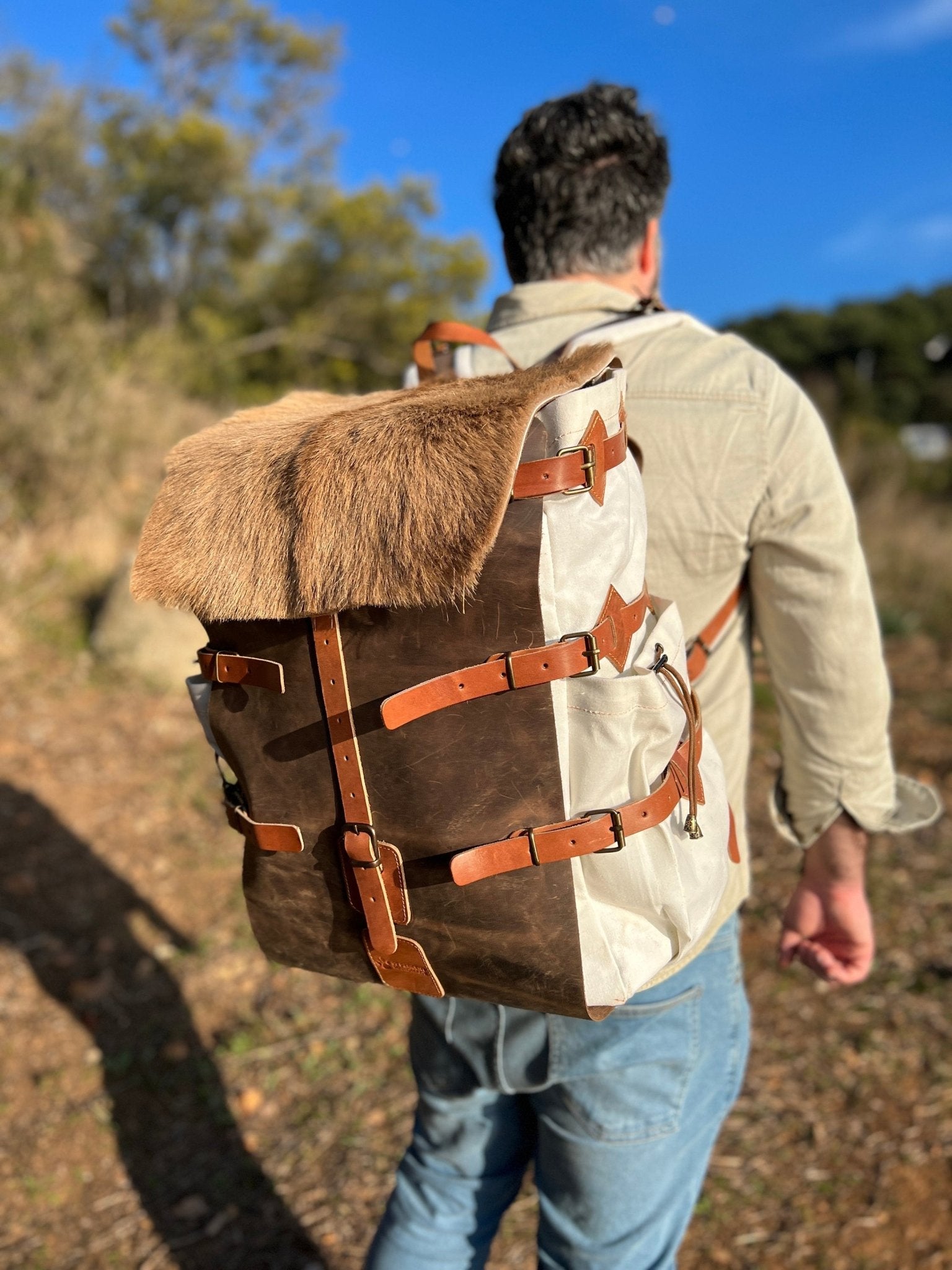 Goat Fur | Camping Backpack | Bushcraft Backpack | Bushcraft | Camping | Outdoor | Hiking | Handmade Backpack l  | 30,40,50 Litres option  99percenthandmade   