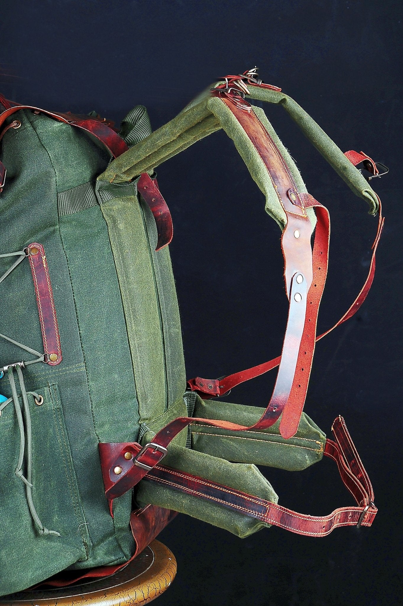 craftsman green canvas with leather trim backpack Green Bestseller | Leather Backpack | Waxed Canvas Bag | Travel