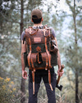 Green Brown Black Hiking Backpack  30 Liter to 80 Liter options waxed canvas and leather  99percenthandmade   
