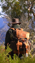 Green Brown Black Hiking Backpack  30 Liter to 80 Liter options waxed canvas and leather  99percenthandmade   