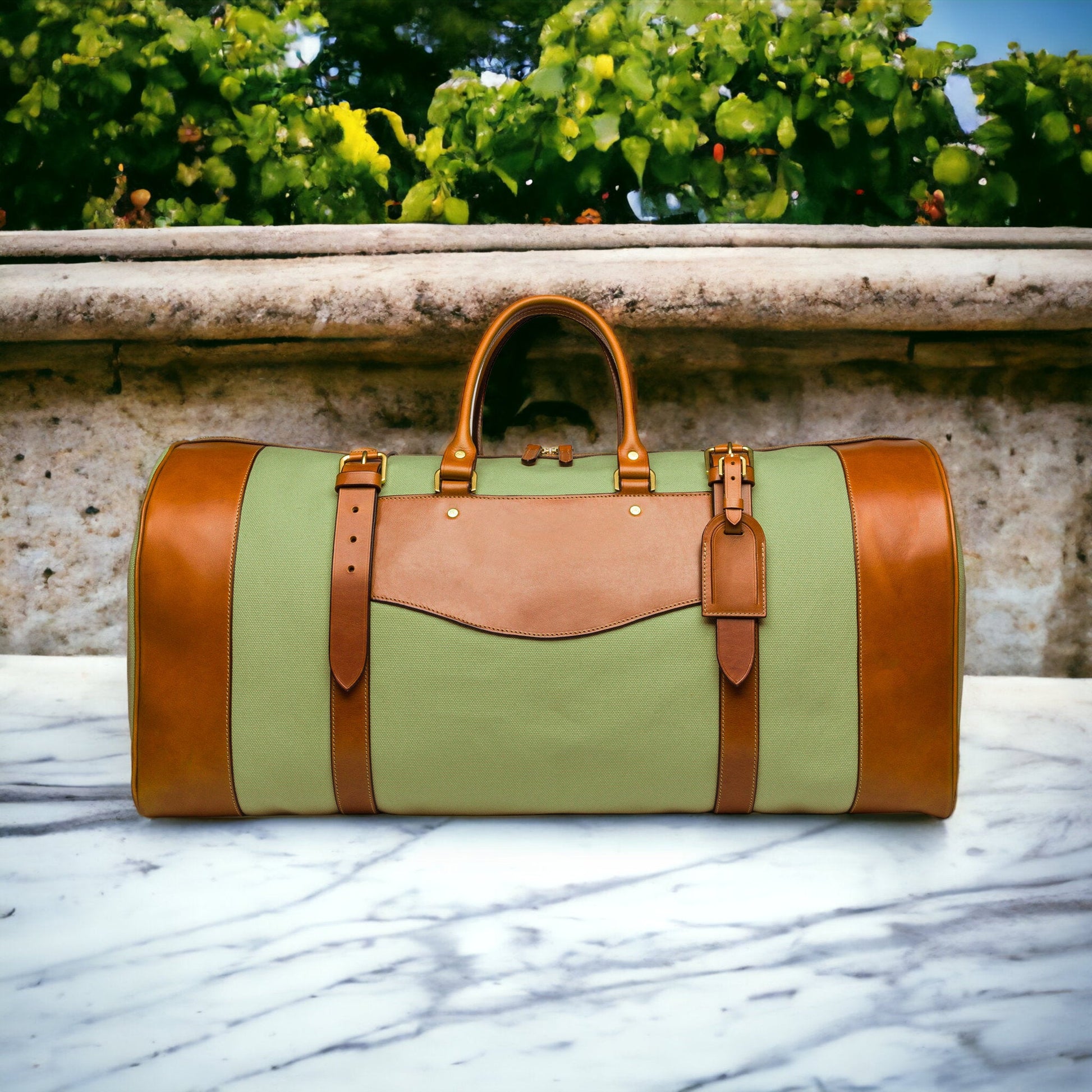 crossbody travel duffle bag Green-Khaki-Cream | Weekender | Duffle bag | Monogrammed