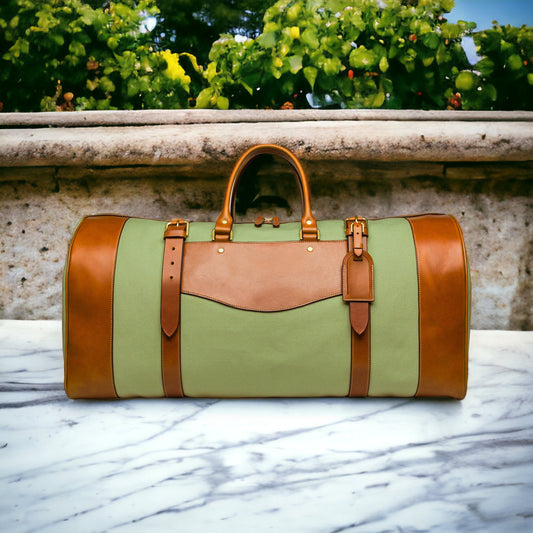 Green-Khaki-Cream | Weekender | Duffle bag | Monogrammed | Handmade Duffle Bag | Weekend Bag | Travel | Duffle Purse Crossbody | Handmade  99percenthandmade   