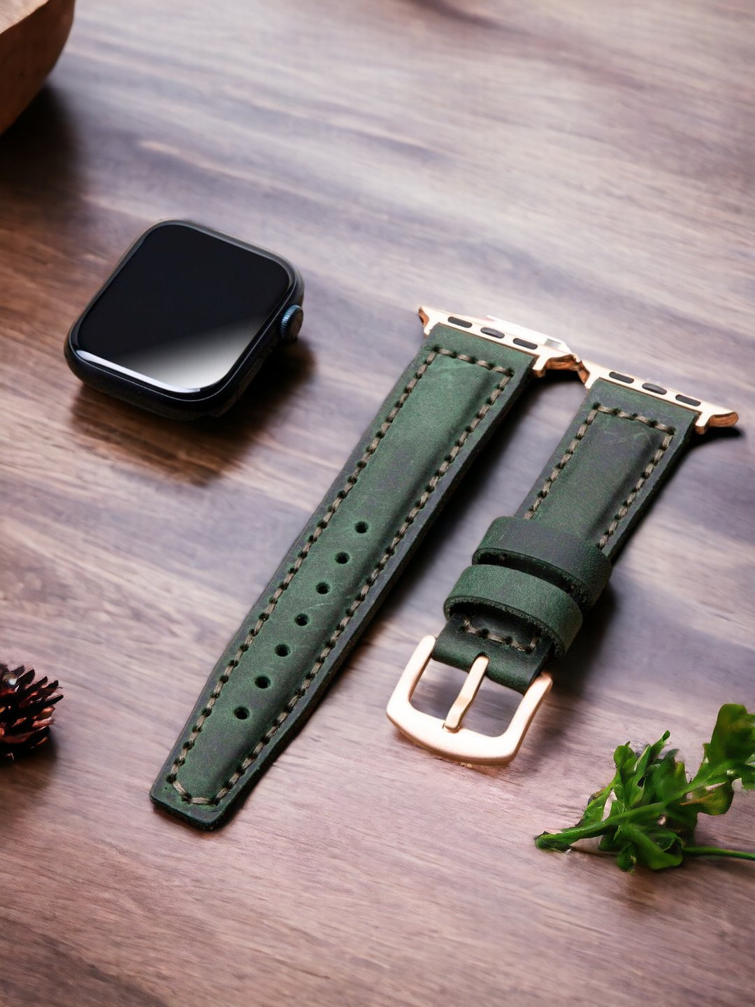 Green Leather Apple Watch Extra Strap  99percenthandmade   