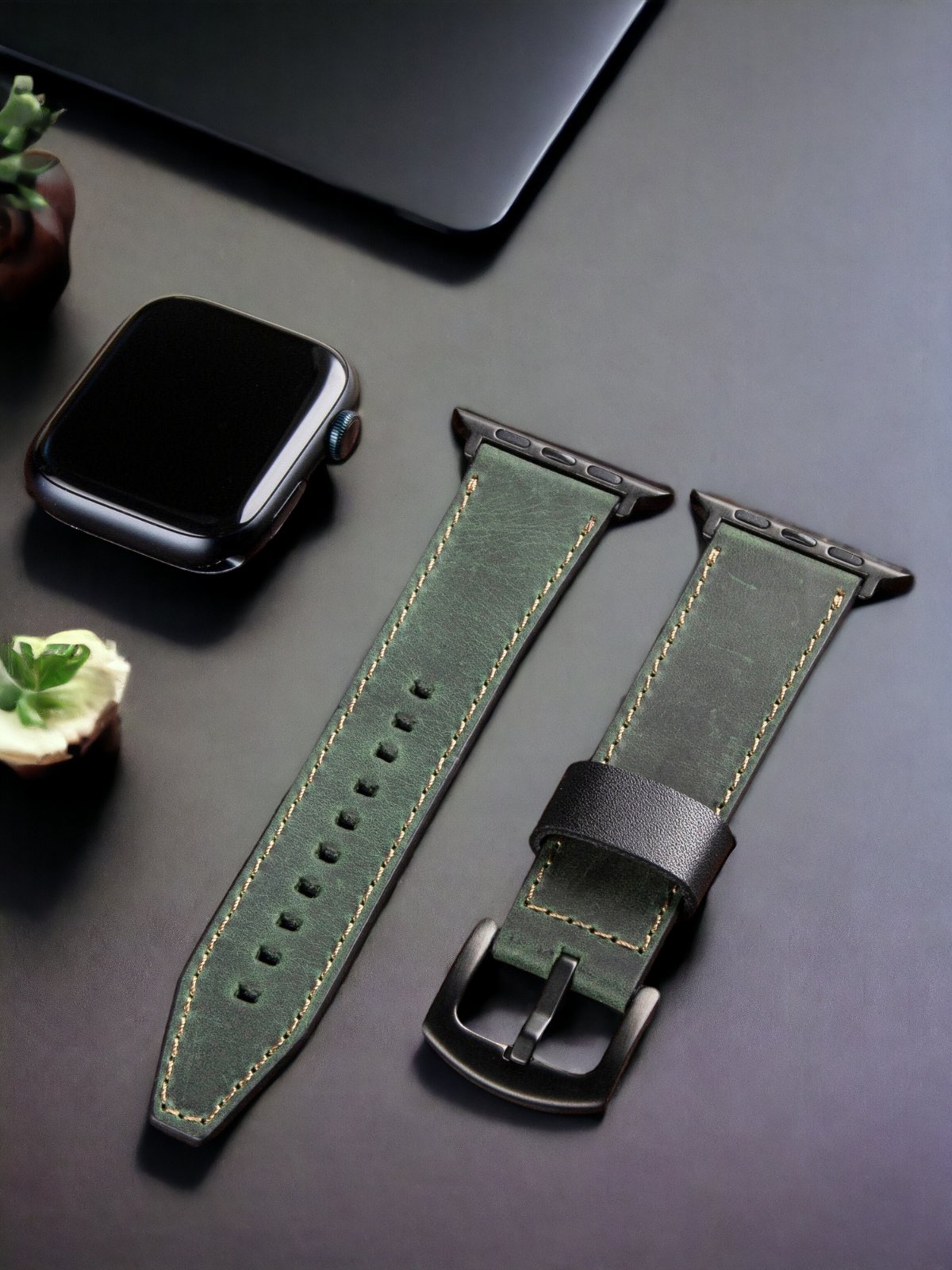 Green Leather Apple Watch Extra Strap  99percenthandmade   