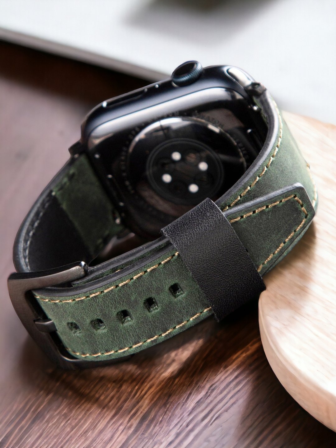 Green Leather Apple Watch Extra Strap  99percenthandmade   