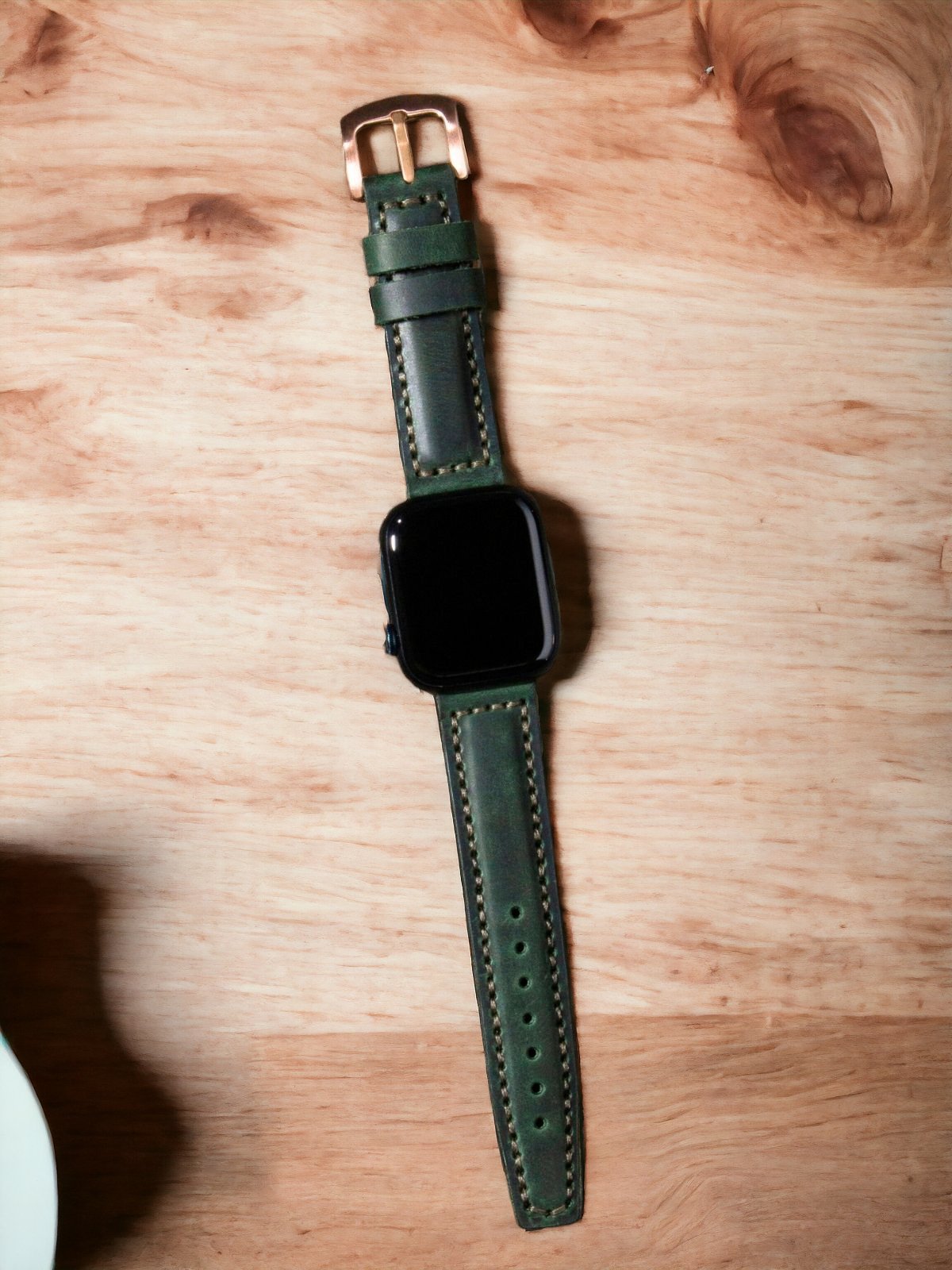Green Leather Apple Watch Extra Strap  99percenthandmade   