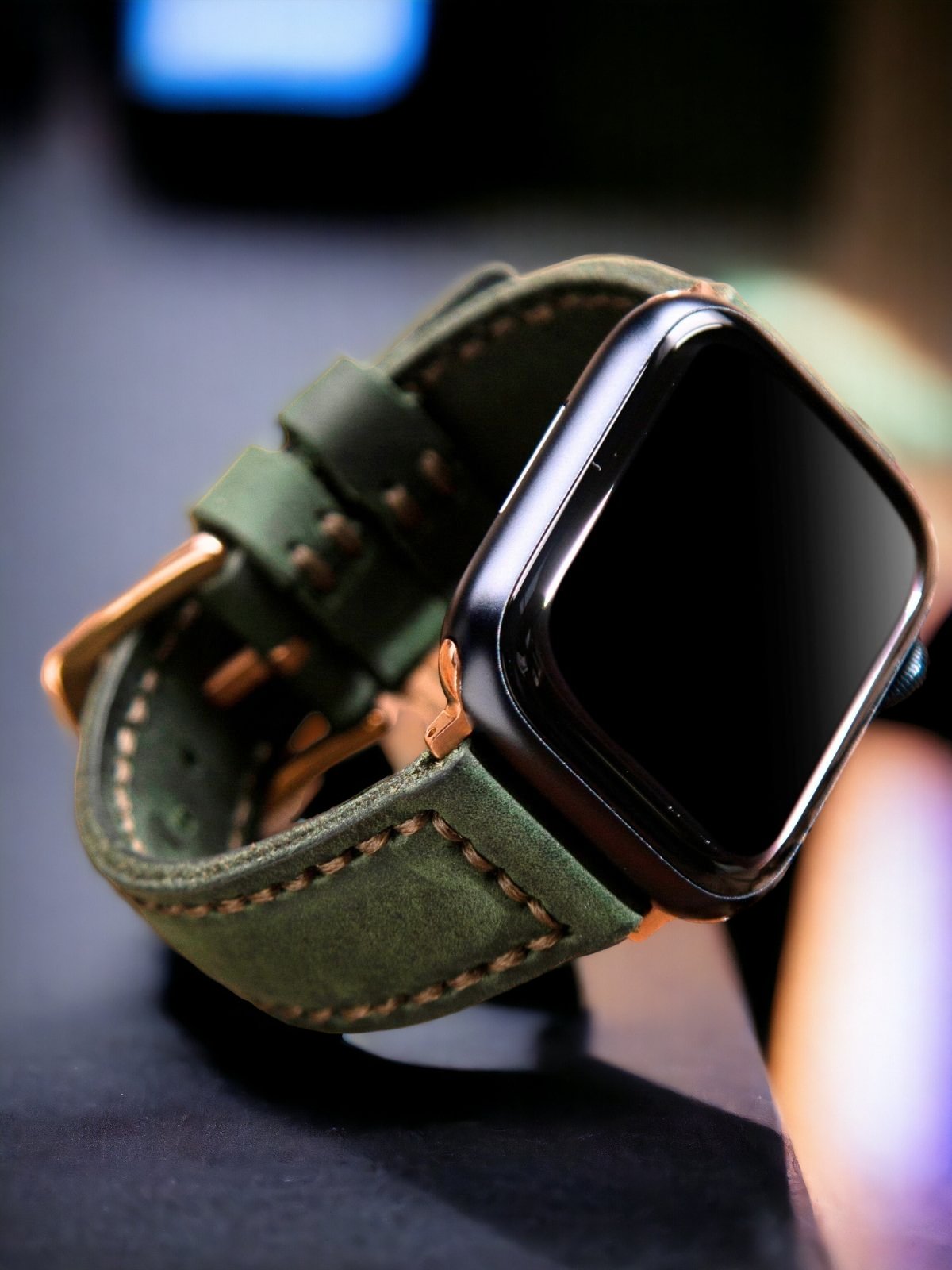 Green Leather Apple Watch Extra Strap  99percenthandmade   