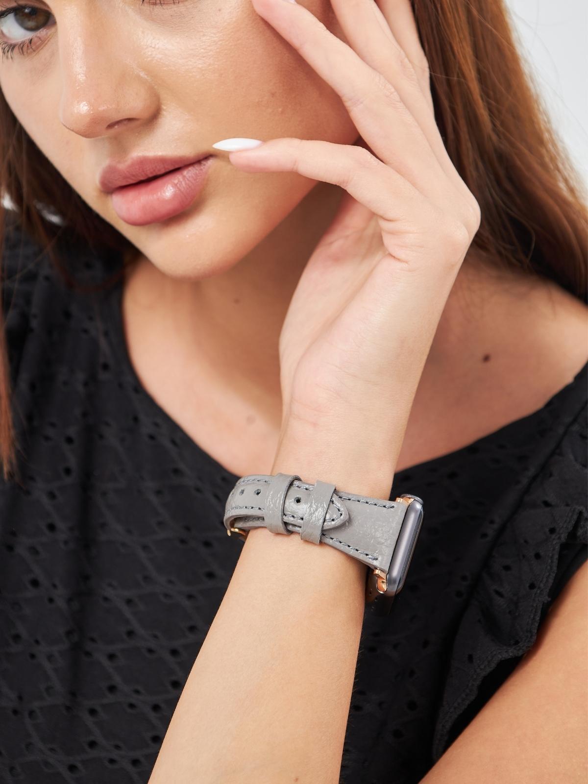 Grey Leather Apple Watch Extra Slim Strap  99percenthandmade   