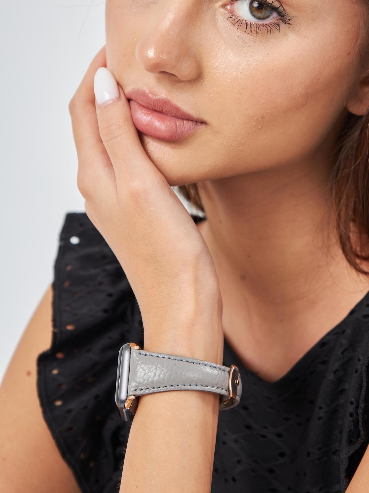 Grey Leather Apple Watch Extra Slim Strap  99percenthandmade   