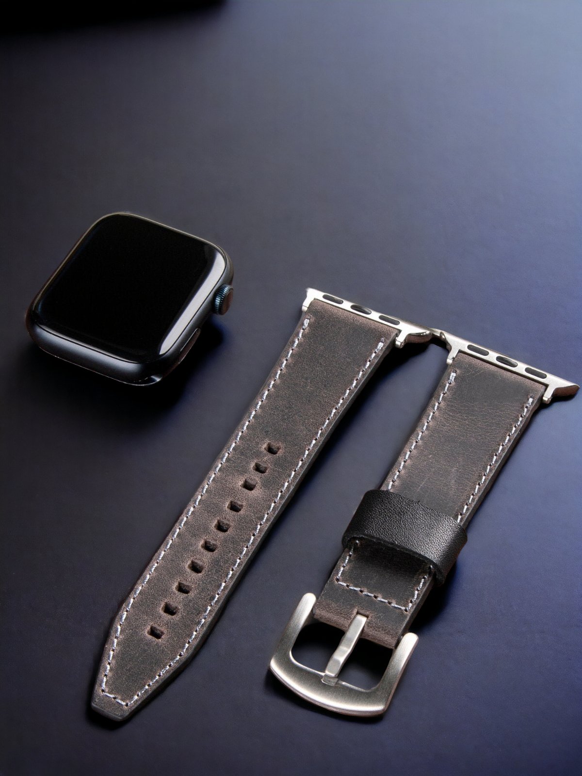 Grey Leather Apple Watch Extra Strap  99percenthandmade   