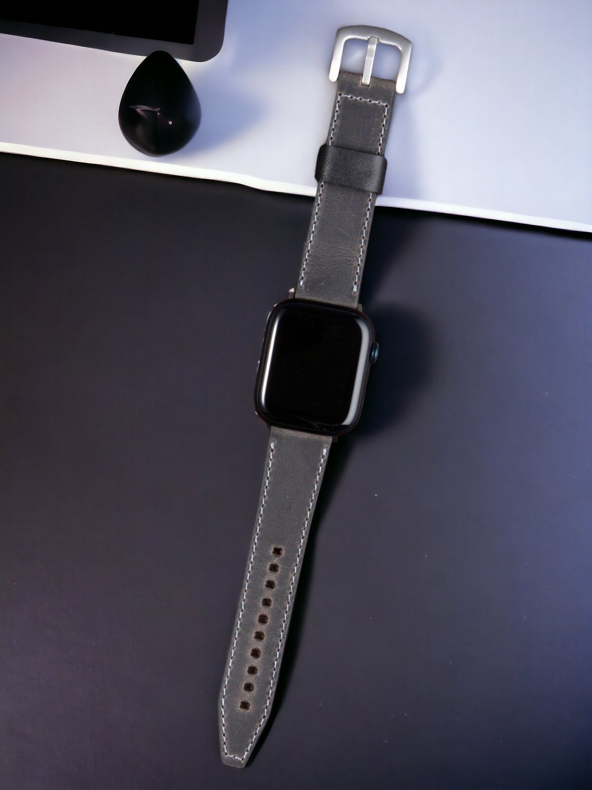 Grey Leather Apple Watch Extra Strap  99percenthandmade   