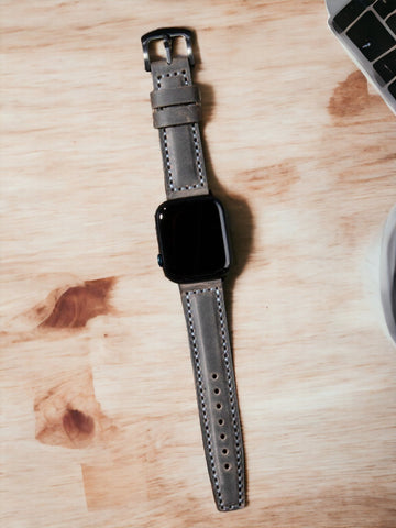 Grey Leather Apple Watch Extra Strap  99percenthandmade   