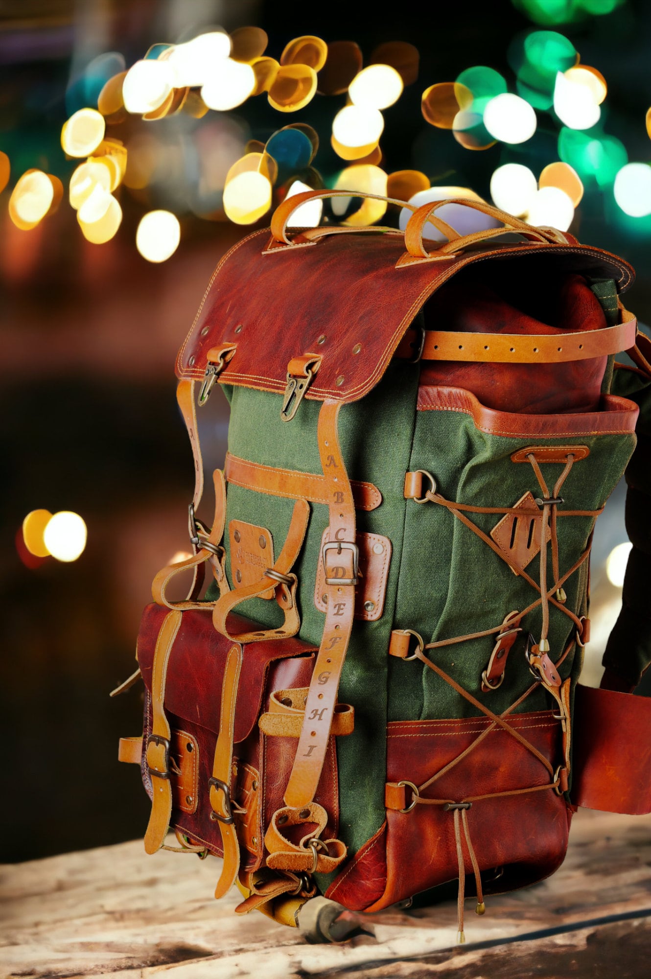 Handmade | Bushcraft Backpack | Leather Canvas Backpack | 50 L  | Daily Use | Bushcraft, Travel, Camping, Hunting, Fishing, Sports bag  99percenthandmade   