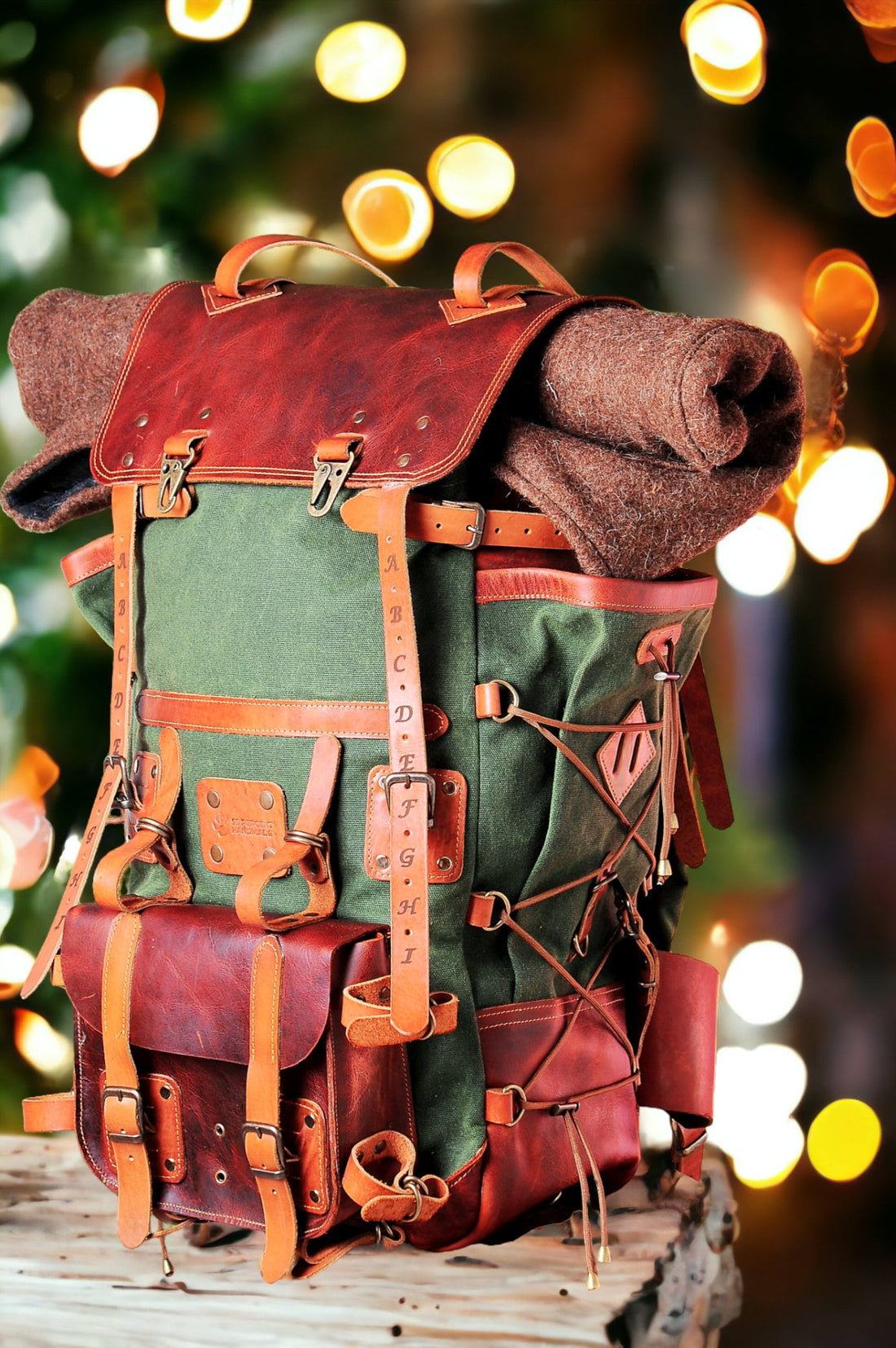 Handmade | Bushcraft Backpack | Leather Canvas Backpack | 50 L  | Daily Use | Bushcraft, Travel, Camping, Hunting, Fishing, Sports bag  99percenthandmade   