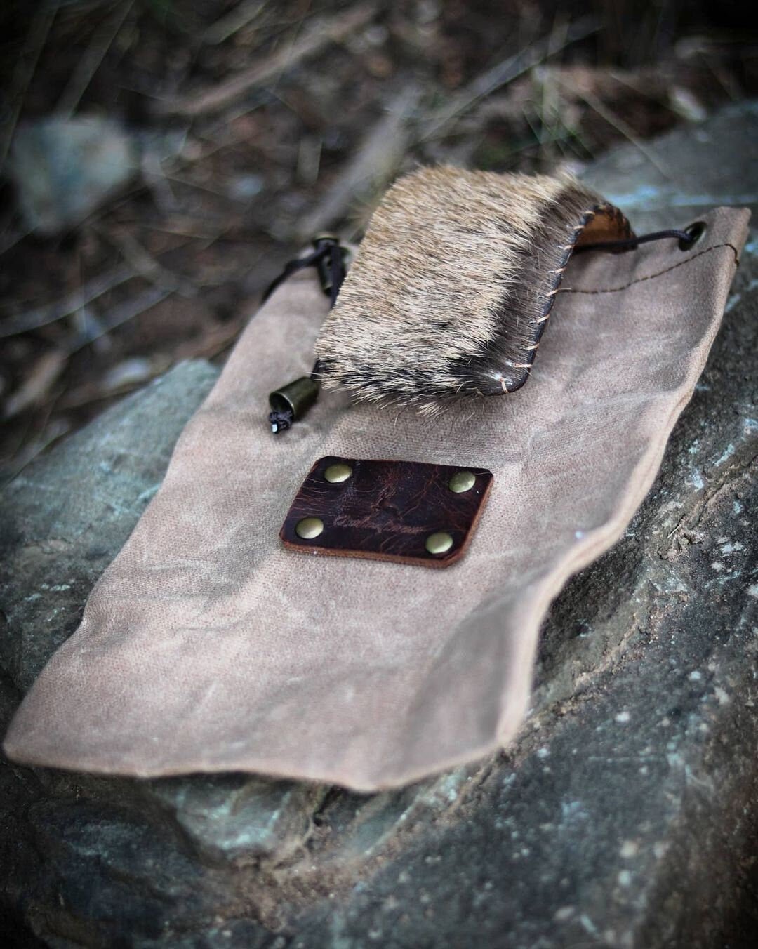 Handmade Bushcraft Foraging Bag With Goat Skin Details, Survival kit, Gift for dad, gift for him, Craftman, Forrest bag  99percenthandmade   
