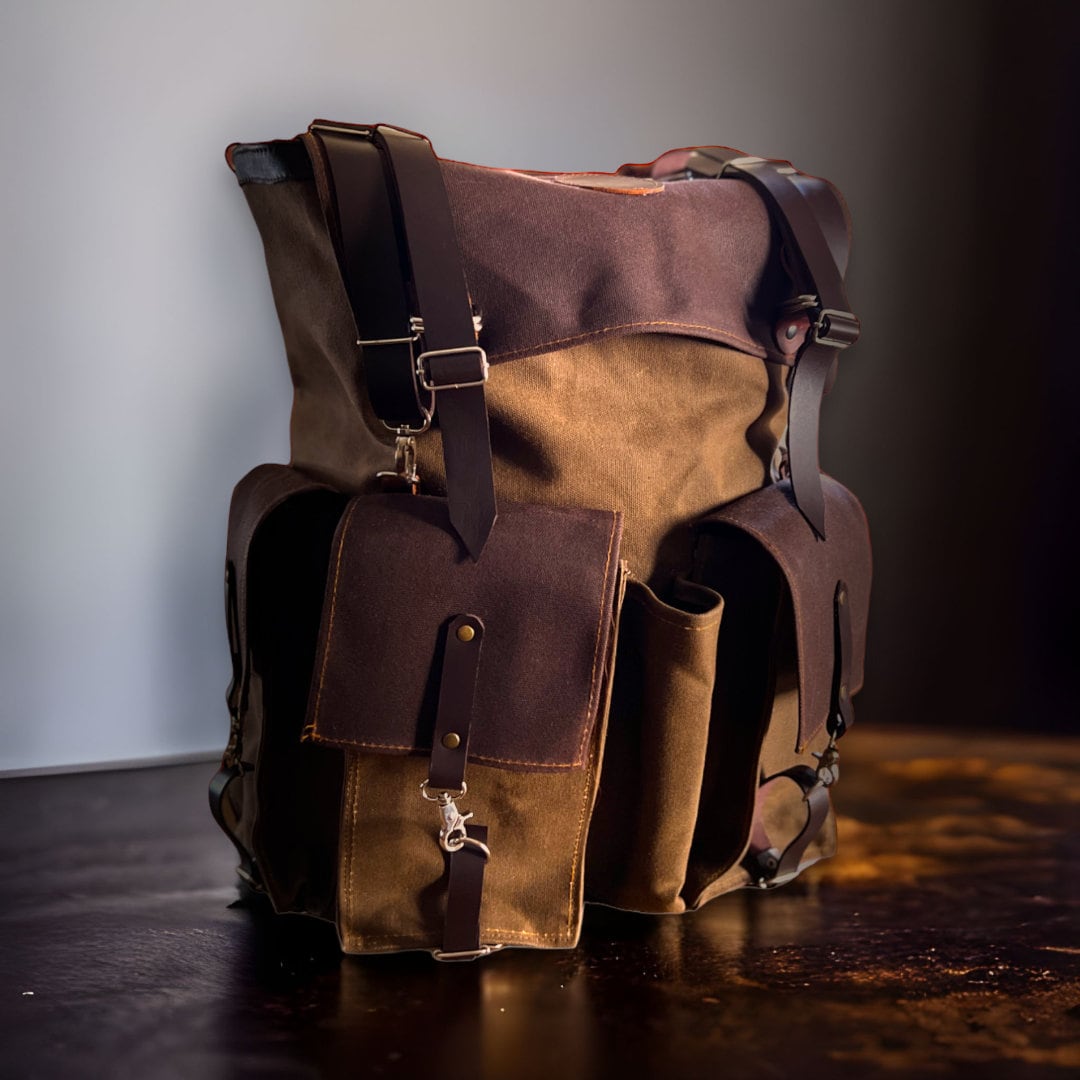 canvas and leather military backpack SHIPS TODAY Canvas, Wool & Mini Bag strong and hard Men's Military Roll-top Oil Wax