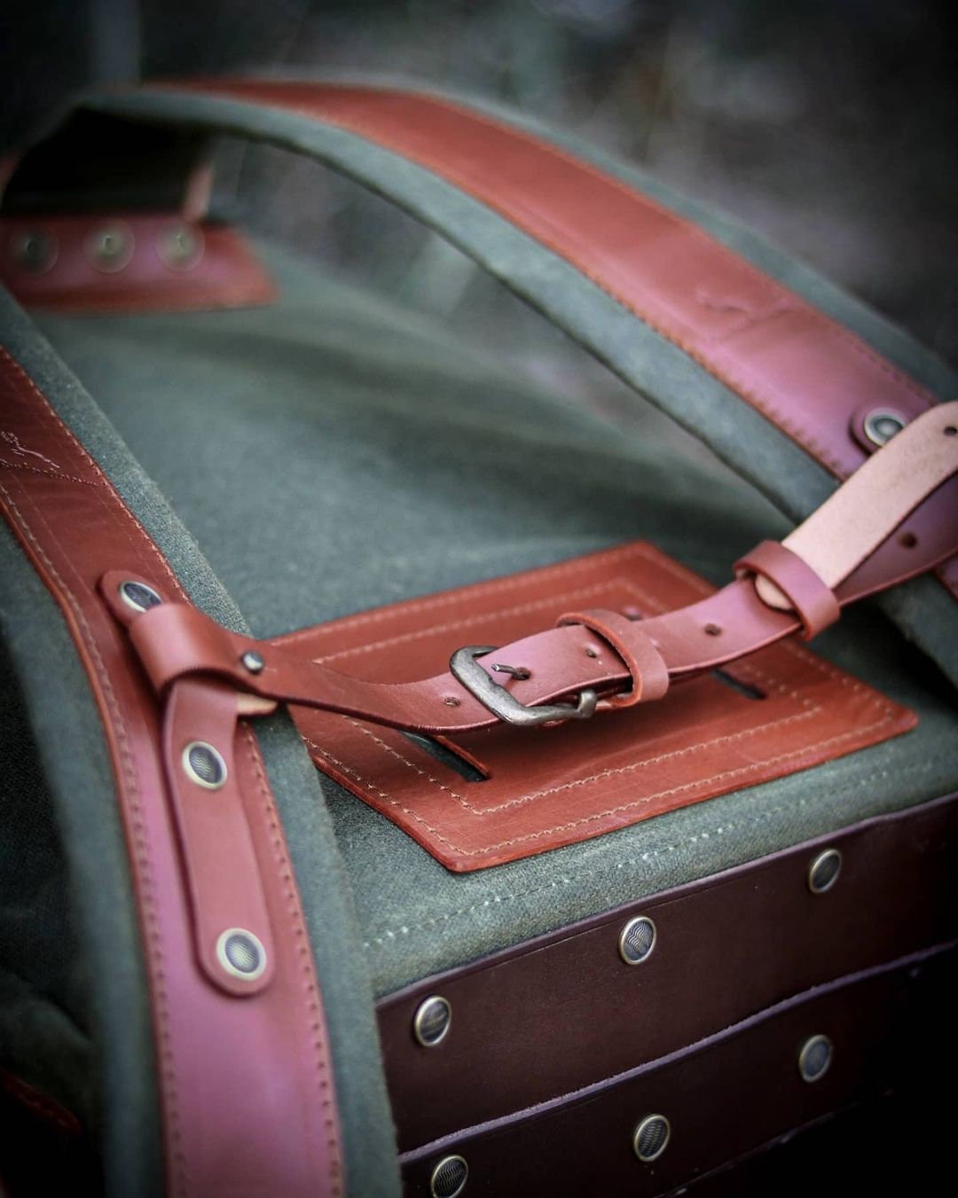 Handmade Genuine Green Leather and Waxed Canvas Backpack for Travel, Camping | 30 Liter | Personalization for your request bushcraft - camping - hiking backpack 99percenthandmade   