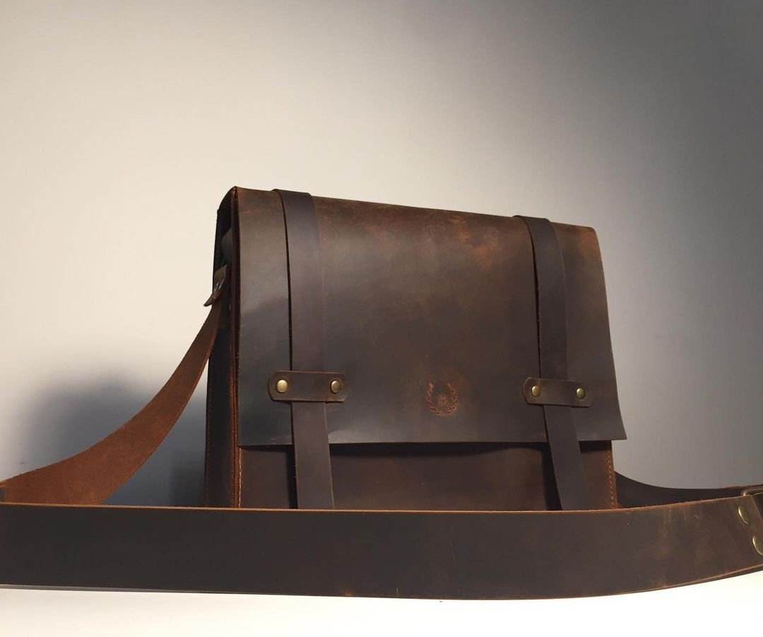 Handmade Grain Leather Crossbody Briefcase with 2 Colour, Messenger bag, Lawyer's Bag, Personalized Handbag, Work Bag , Gift For Him | 38 Cm  99percenthandmade Small: 25x17x7 Dark Brown 