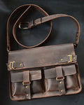 Handmade Grain Leather Crossbody with Hazelnut, Green, Tobacco Colour, Messenger bag, Lawyer's Bag, Personalized Handbag, Work bag | 44 Cm  99percenthandmade   