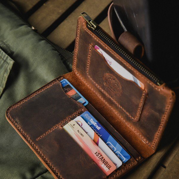 Handmade Wallet with 2 Colour Tobacco, Black Personalized Wallet | You can Engrave inside outside of Wallet  99percenthandmade   