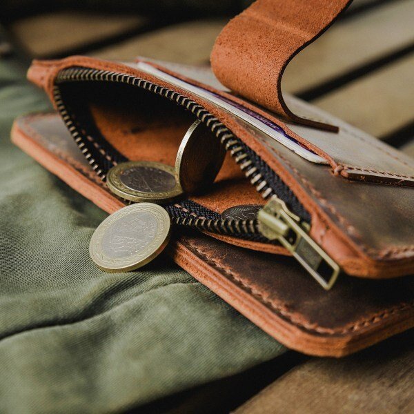 Handmade Wallet with 2 Colour Tobacco, Black Personalized Wallet | You can Engrave inside outside of Wallet  99percenthandmade   