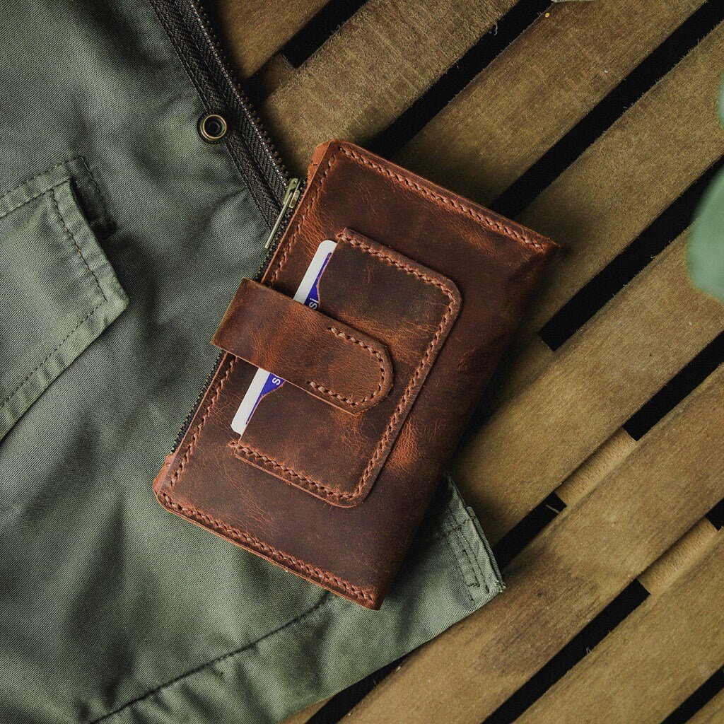 Handmade Wallet with 2 Colour Tobacco, Black Personalized Wallet | You can Engrave inside outside of Wallet  99percenthandmade Tobacco  