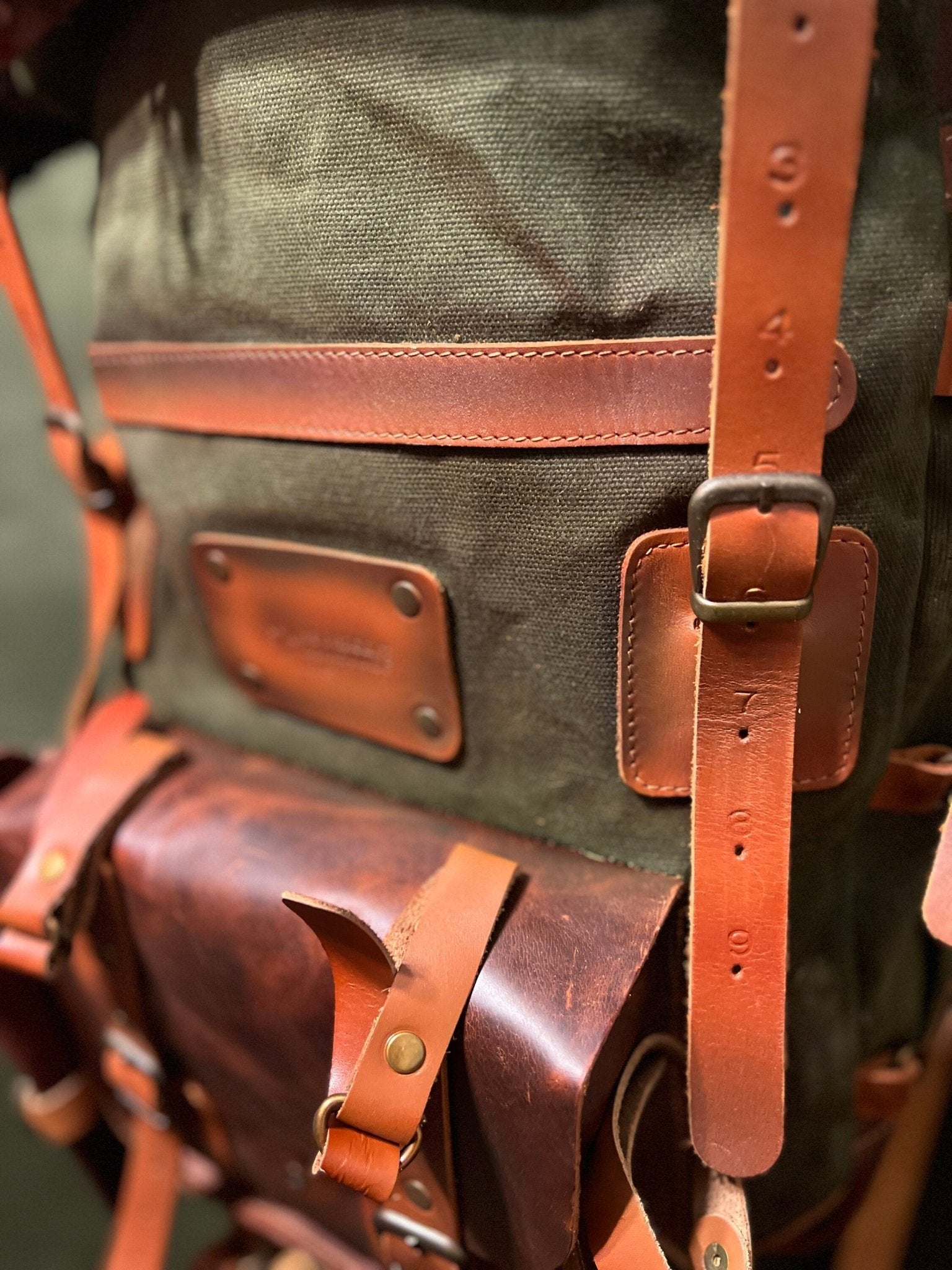 Handmade | Waxed Canvas Backpack | 50 L | Leather Backpack | Daily Use |  Bushcraft, Travel, Camping, Hunting, Fishing, Sports bag
