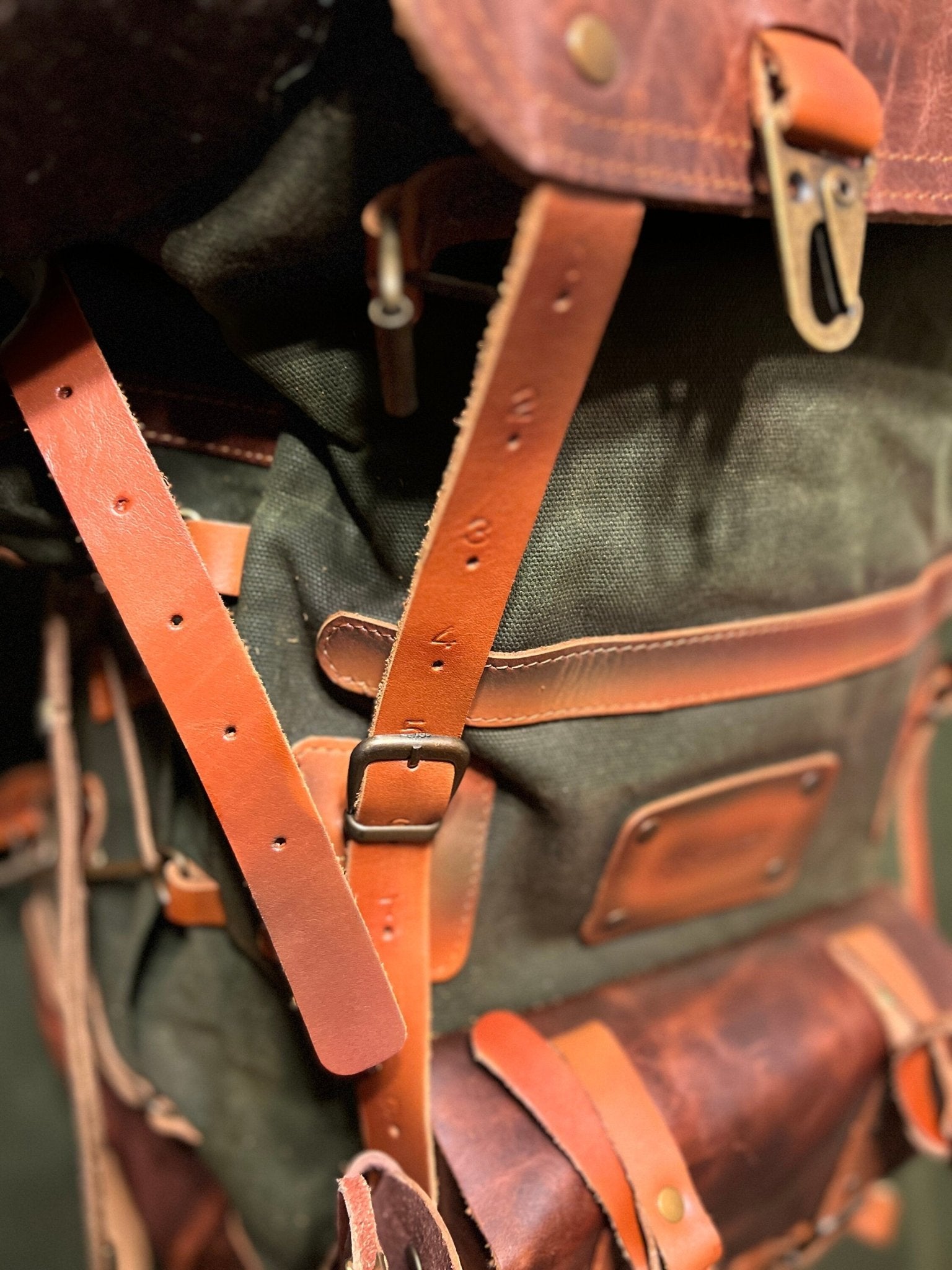 Handmade, Waxed Canvas Backpack, 50 L, Leather Backpack