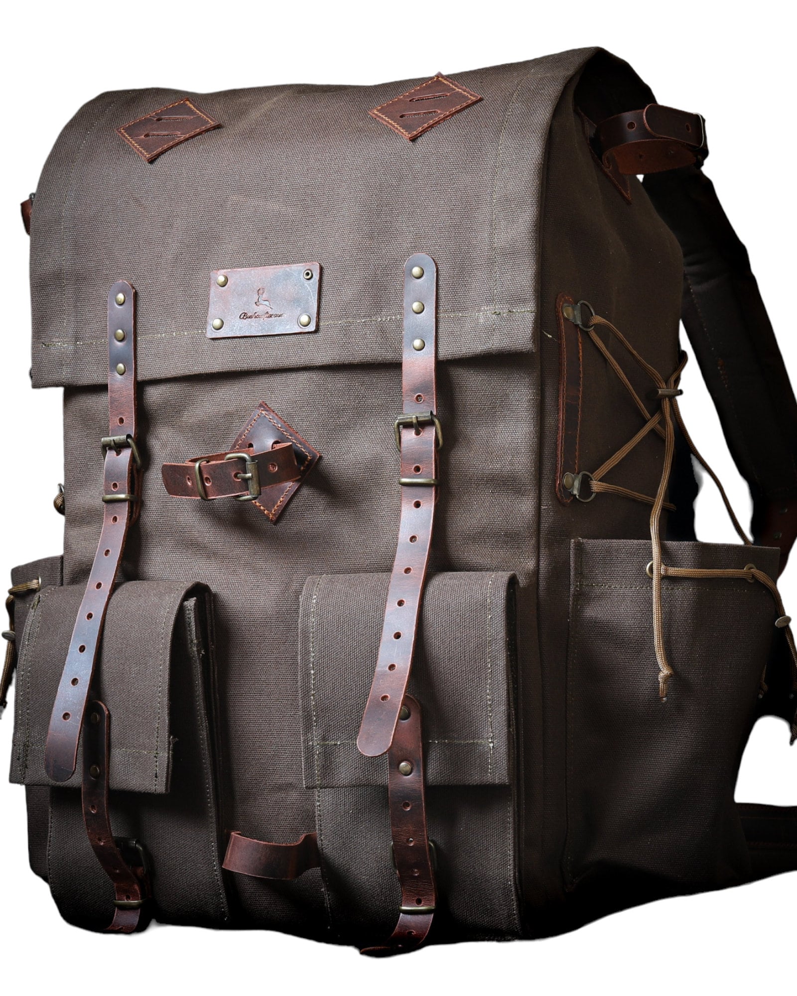 Brown-Green. Backpack-Rucksack: Bushcraft, Camping, Hiking