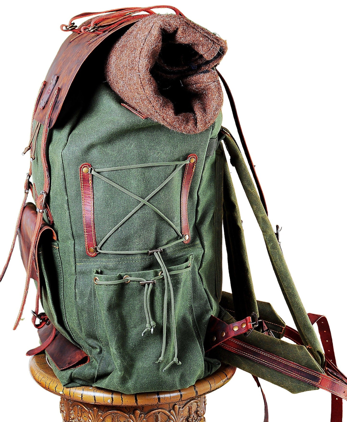 Hiking | Hiking Backpack | Hiking Bag | Leather and Canvas Backpack | Leather | Canvas | Camping Backpack | Bushcraft  | Camping | Rucksack bushcraft - camping - hiking backpack 99percenthandmade   