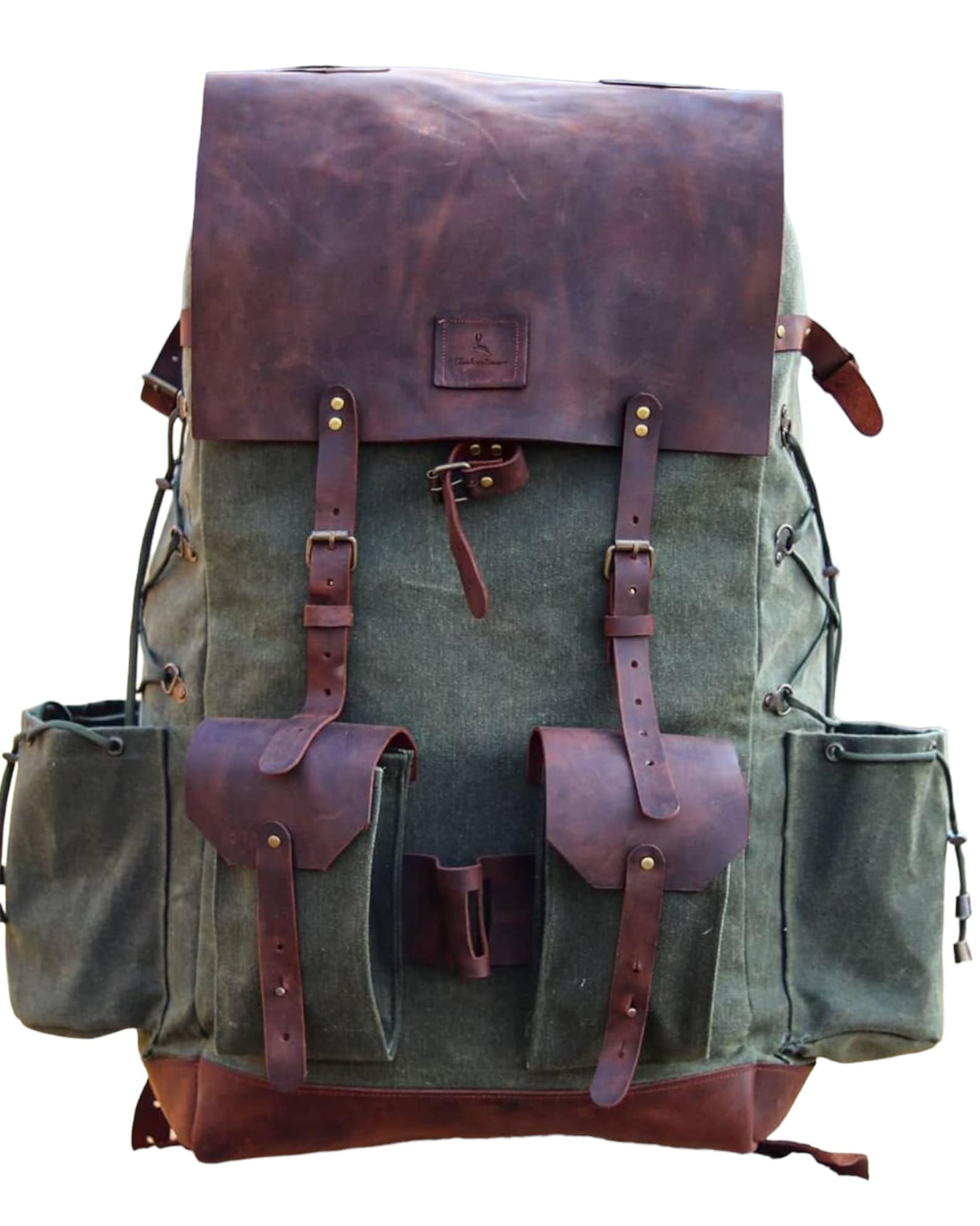 Hiking | Leather Flap | Hiking Backpack | Hiking Bag | Leather Canvas Backpack | Leather | Canvas | Camping Backpack | Camping | Rucksack bushcraft - camping - hiking backpack 99percenthandmade   
