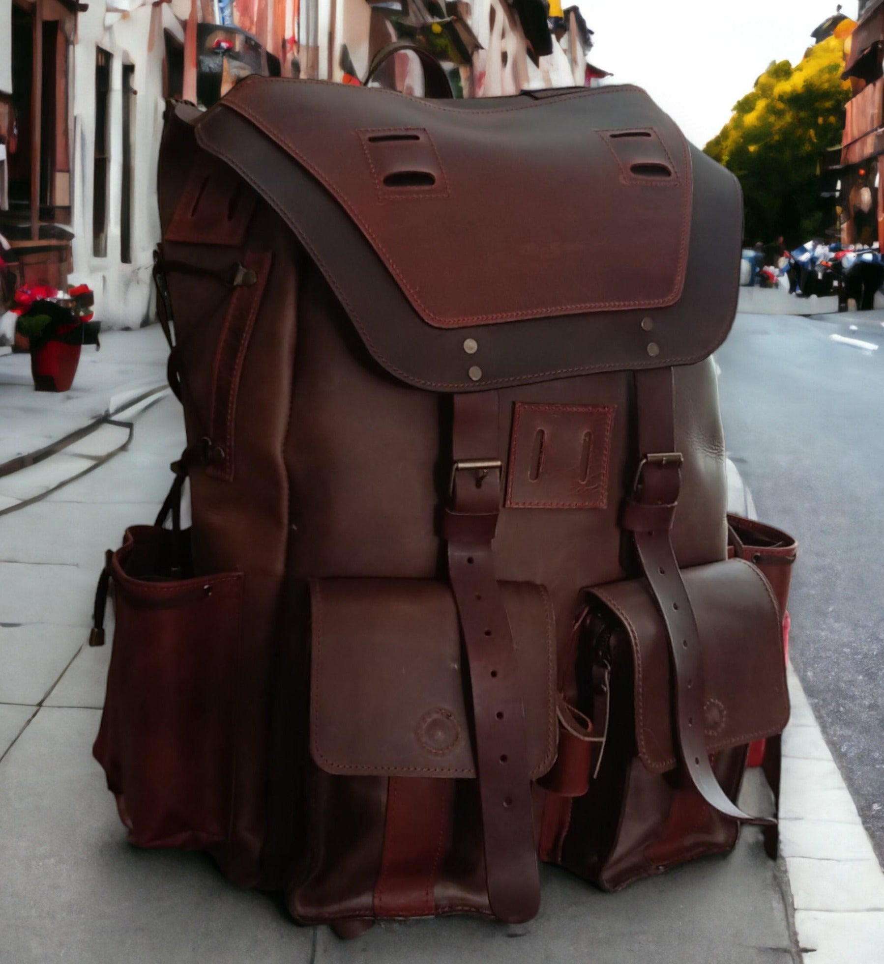 Handmade | Leather | 50 L | Leather Backpack | Daily Use | 2 Laptop Compartment | Bushcraft, Travel, Camping, Hunting, Fishing, Sports bag  99percenthandmade   
