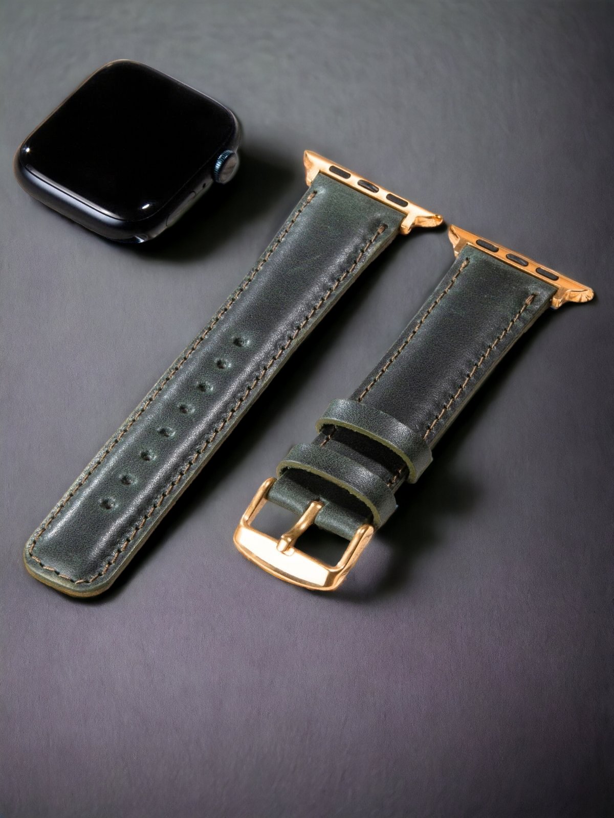 Khaki Leather Apple Watch Strap  99percenthandmade   