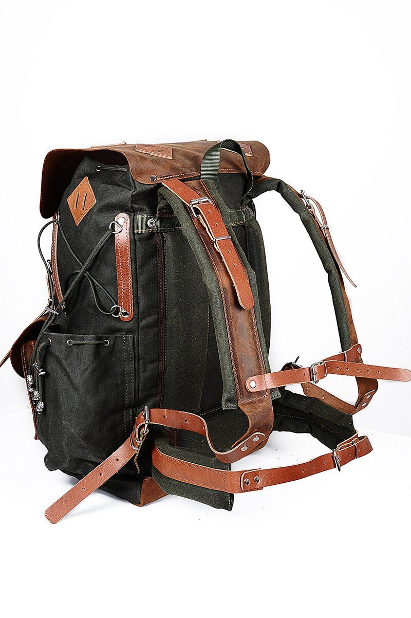 50l laptop backpack Laptop Backpack Daypack Handmade Waxed Canvas and Leather, 40L-50L Size Options 99percenthandmade