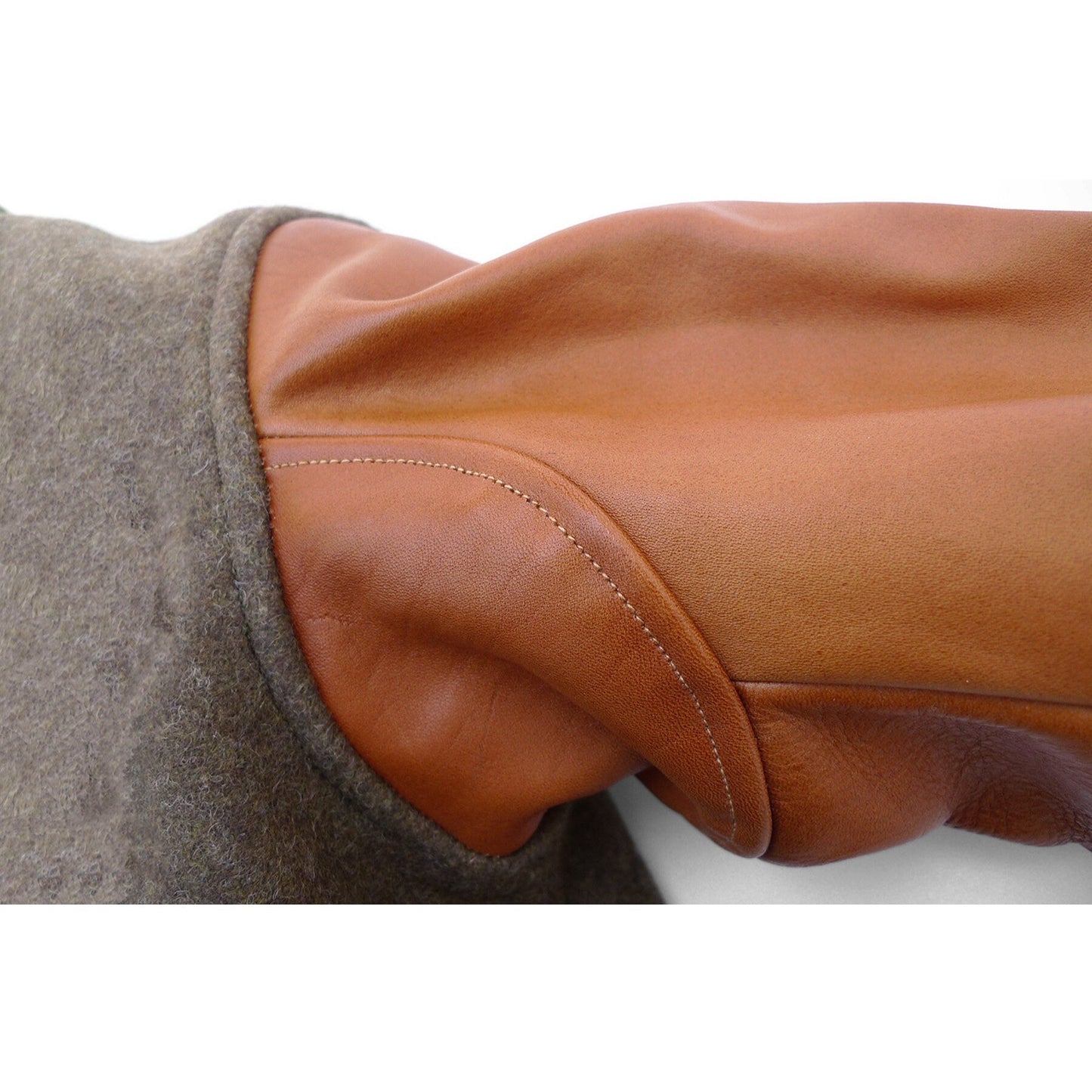 Leather And Felt Coat | Tailored to Your Size | Brown |  Wool Coat  | Leather Coat | Gifts For Men  99percenthandmade   