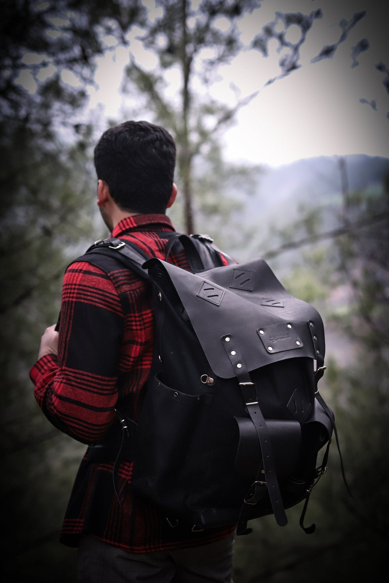 Leather Backpack | Handmade Backpack | Rucksack Backpack | Hiking Backpack | Sport Backpack | Leather-Canvas Backpack | Camping |  99percenthandmade 30 Giza Black 