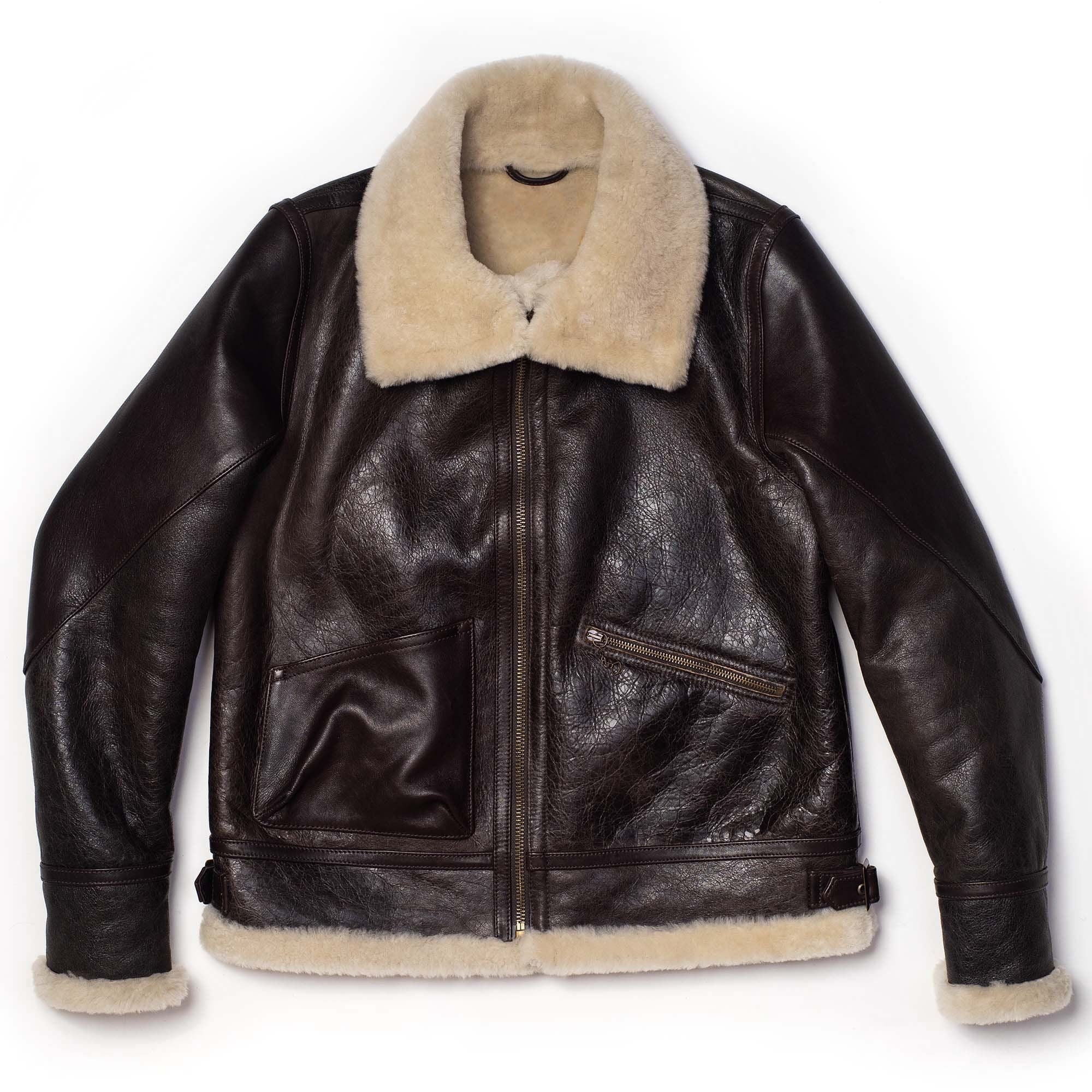Leather jacket with sherpa on sale