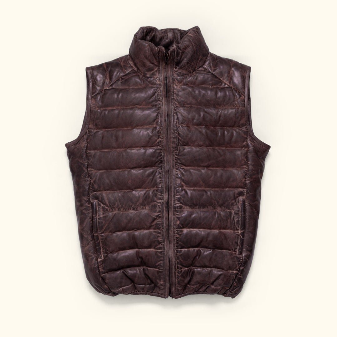Leather Down Vest | Tailored to Your Size | Tan | Brown | Leather Vest | Sheepskin | lambskin | Gifts For Men  99percenthandmade XS Dark Brown 