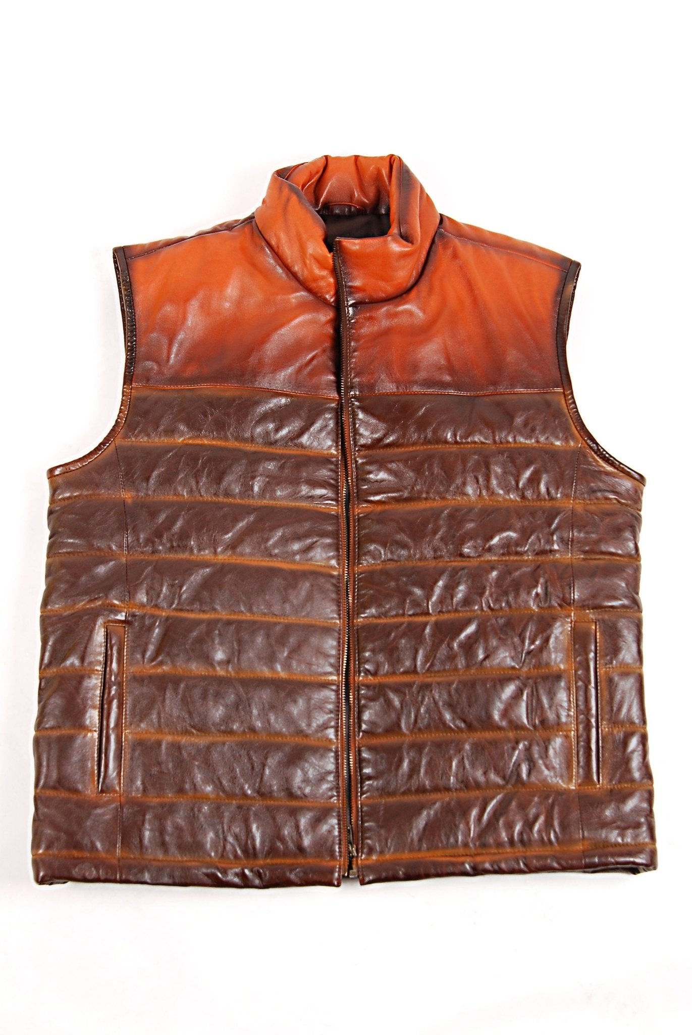 Leather Down Vest | Tailored to Your Size | Tan | Brown | Leather Vest | Sheepskin | lambskin | Gifts For Men  99percenthandmade   