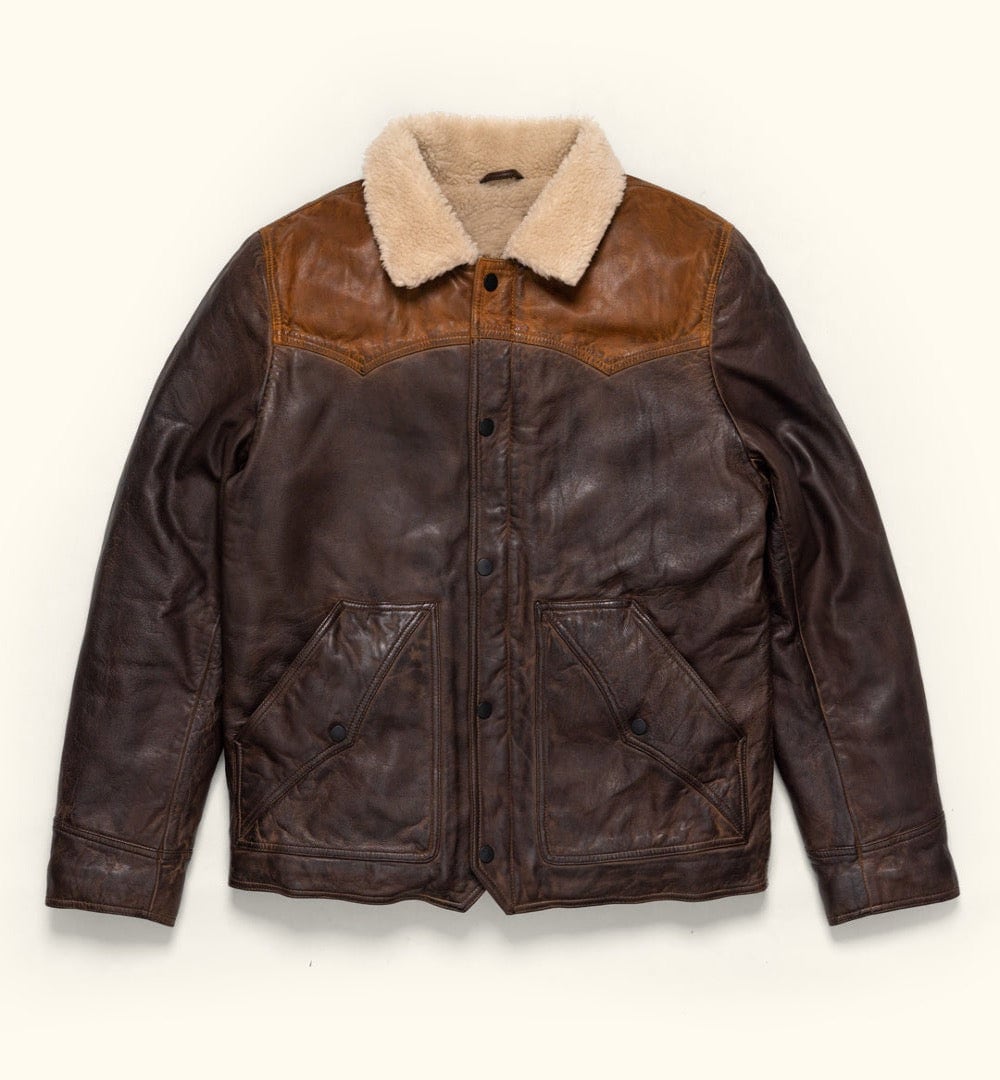 Leather Vintage Sherpa Vest Jacket. Tailored to Your Size M Jacket