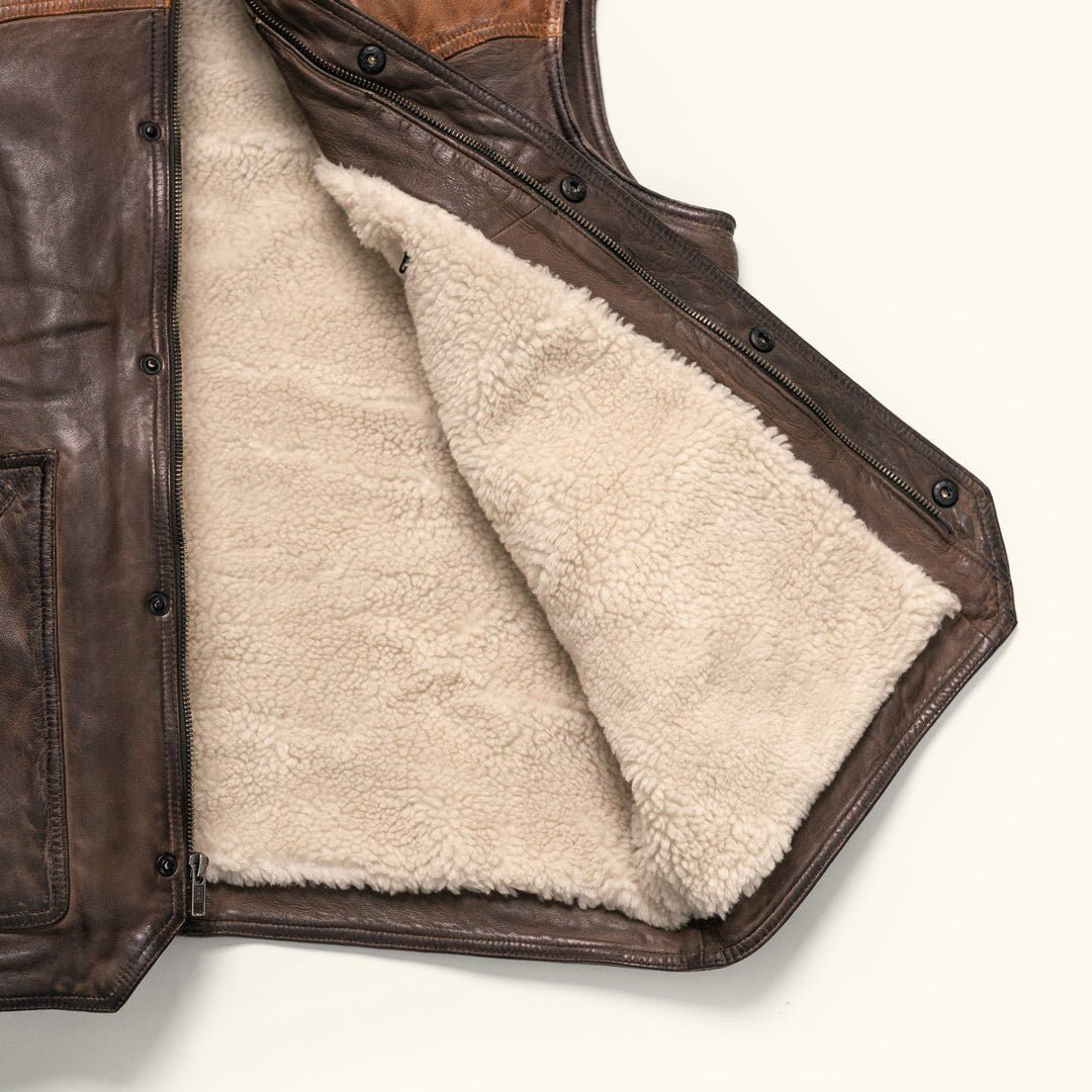 Leather | Sherpa Vest | Sherpa Jacket | Tailored to Your Size | Tan | Brown | Sheepskin | lambskin | Gifts For Men  99percenthandmade   