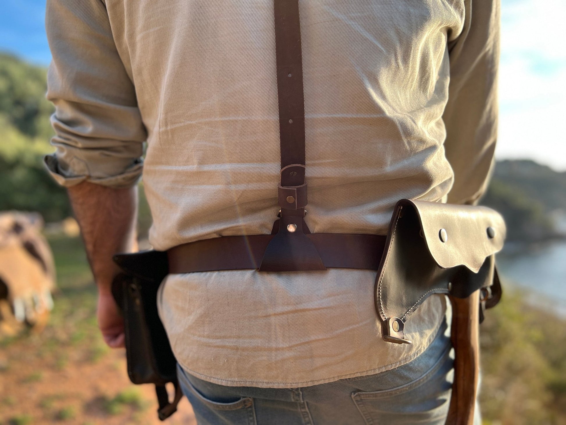 Leather Survival Waist Pack set with Belt Suspender Kit  99percenthandmade   