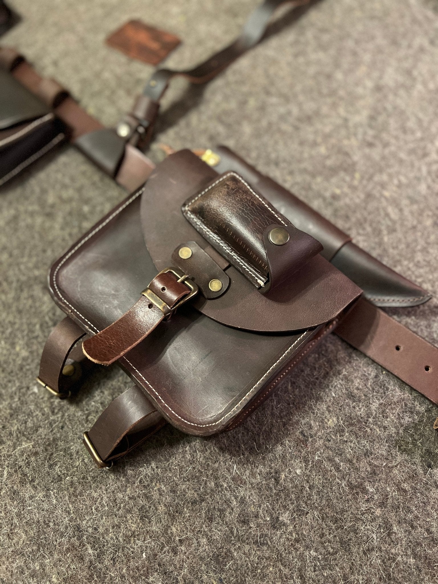 Leather Survival Waist Pack set with Belt Suspender Kit  99percenthandmade   