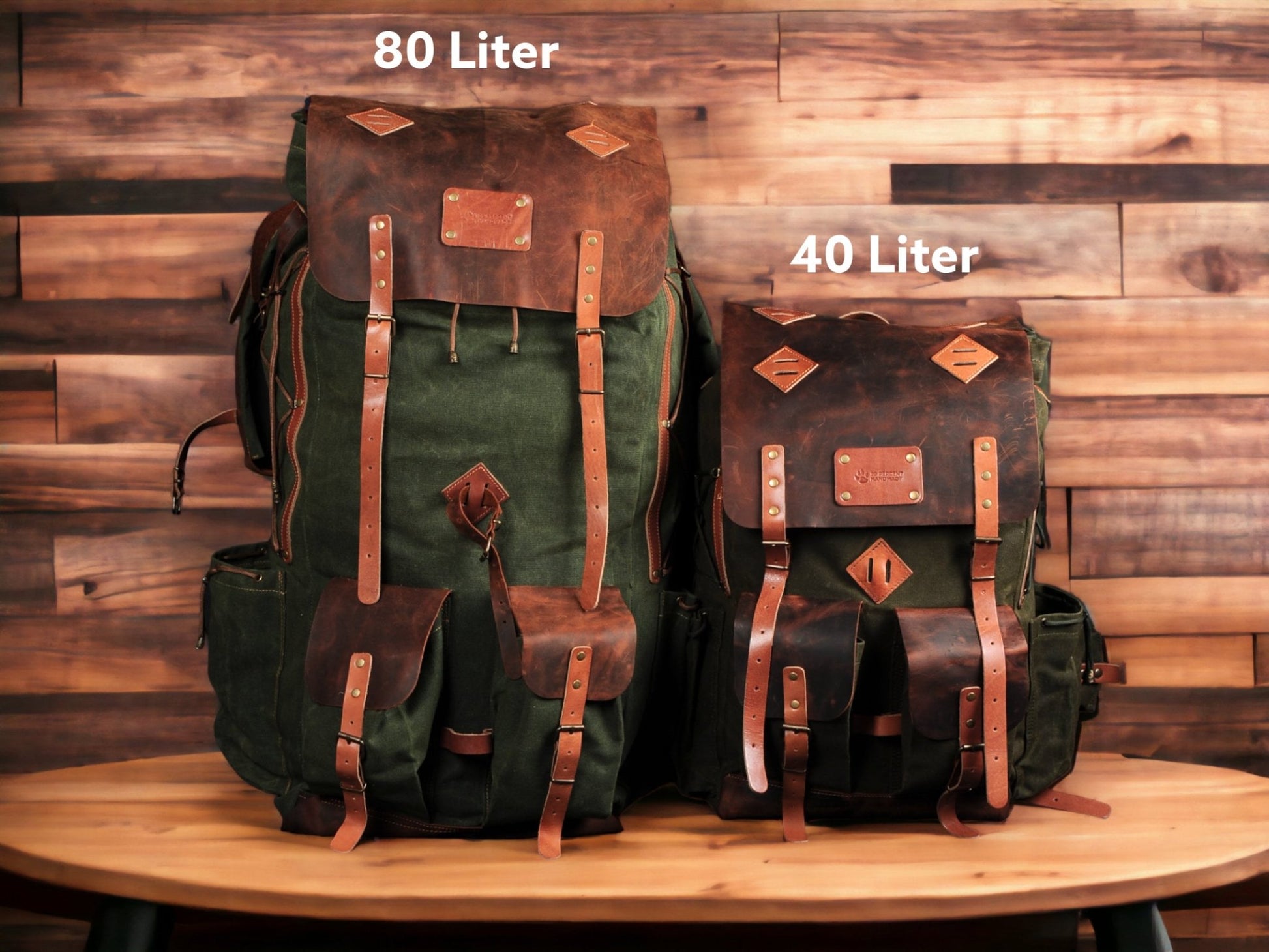Limited Camping Backpack | 30L to 80L Options | Green-Brown-Black Colors | Leather and Canvas Backpack for Camping Bushcraft Hiking Travel  99percenthandmade   