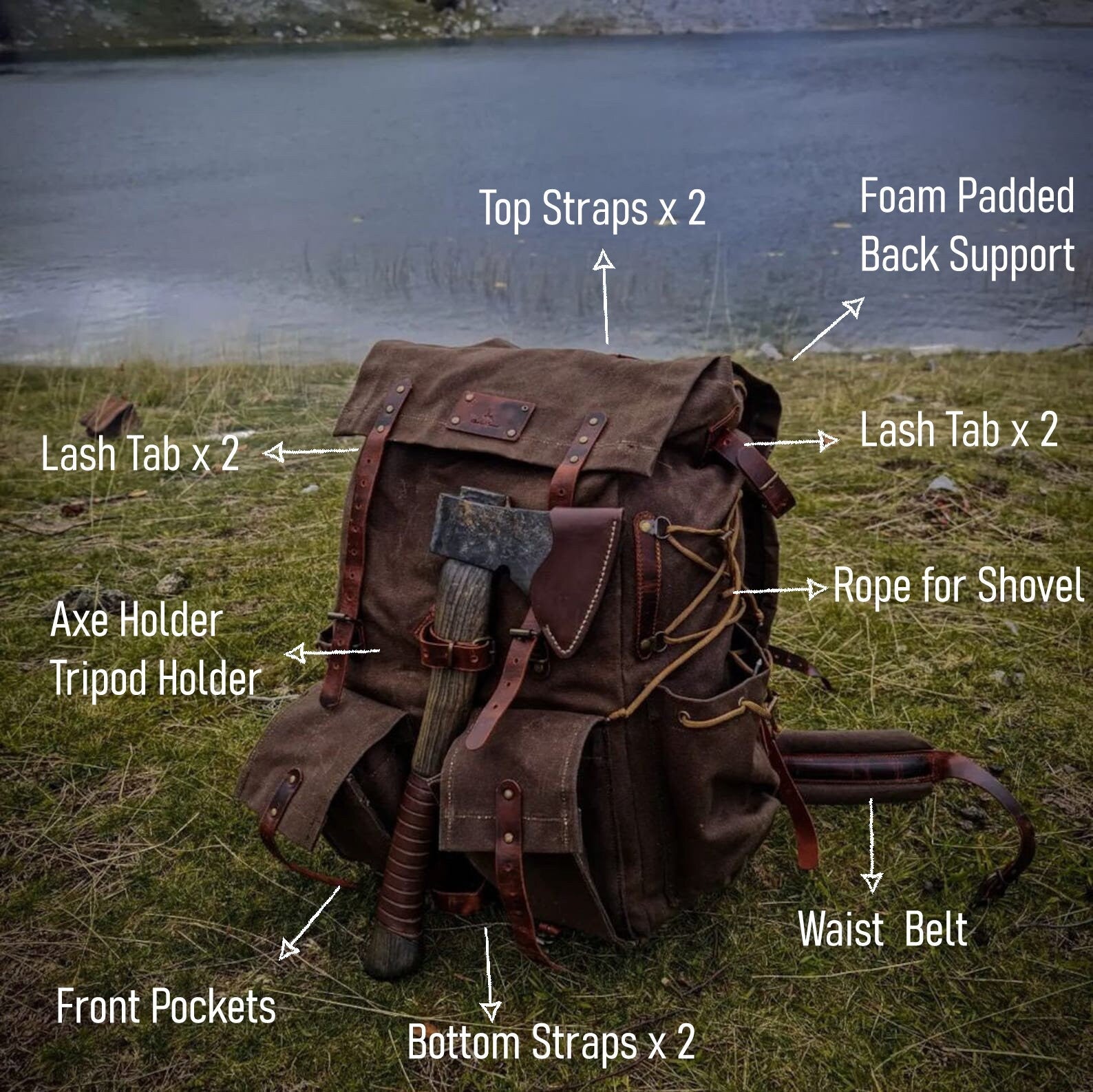 Limited Hiking Camping Backpack 30 Liter to 80 liter options Black Brown Green Options  99percenthandmade Brown 30 Liters 