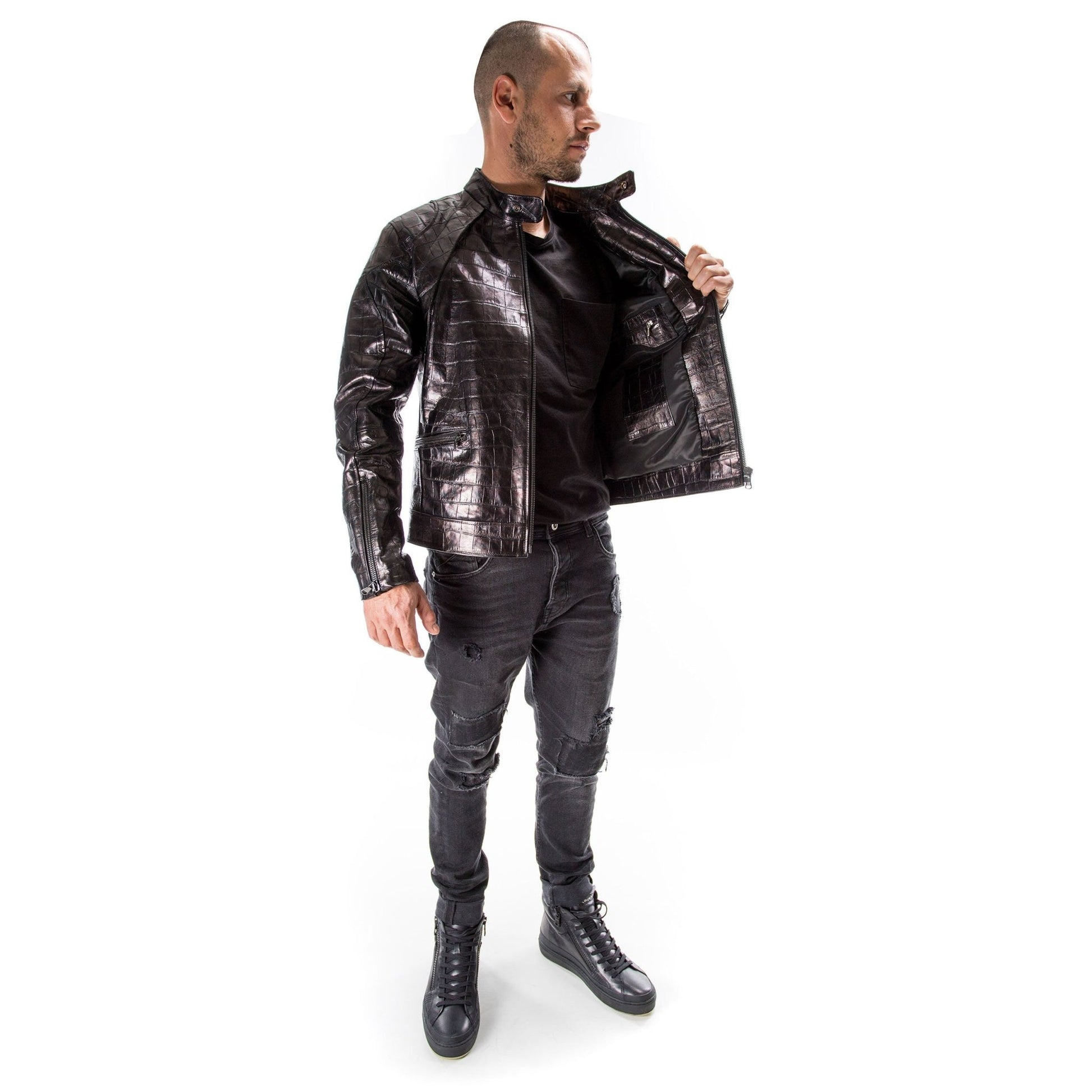 100% Real Crocodile / Alligator Leather Jacket Made To Measure-Customize  Jacket