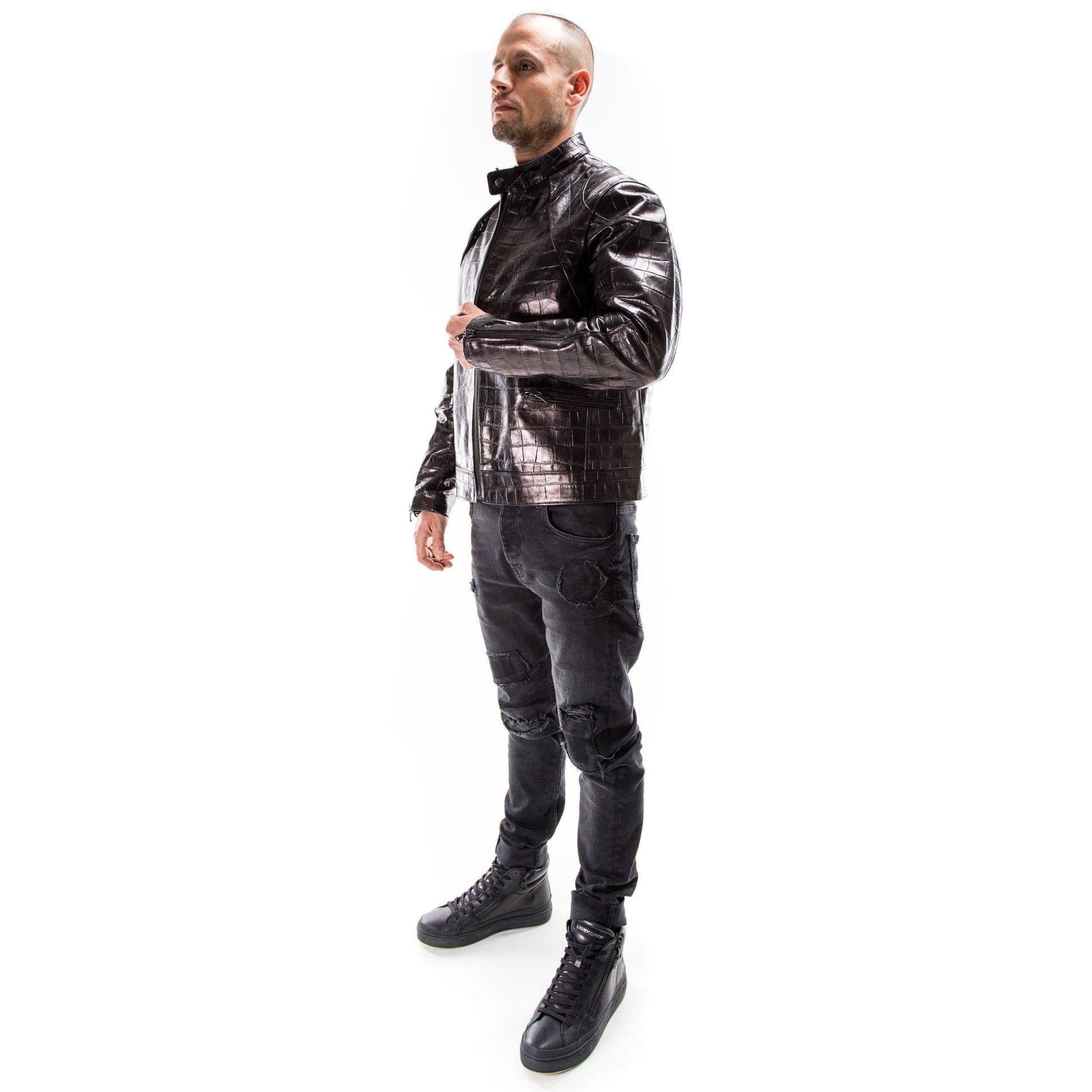 99percenthandmade Men's Slim Fit Biker Jacket